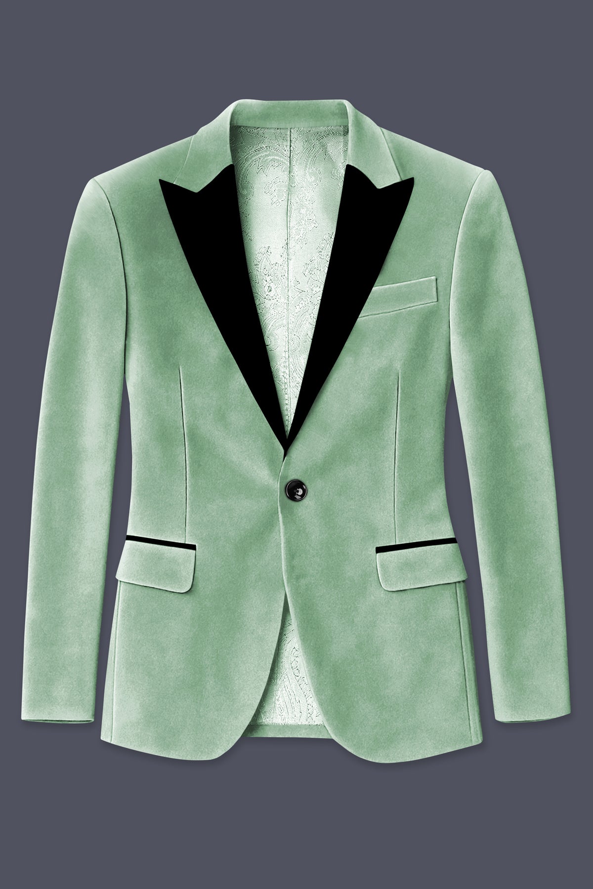 Nocturne-Amulet Green Velvet Peak Lapel Tuxedo Suit