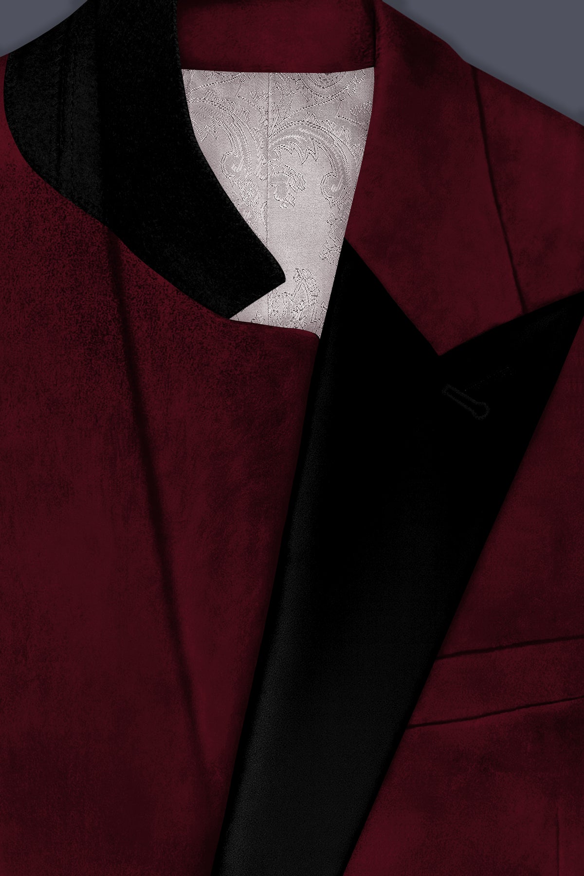 Aurelio-Aubergine Red Velvet Peak Lapel Tuxedo Suit
