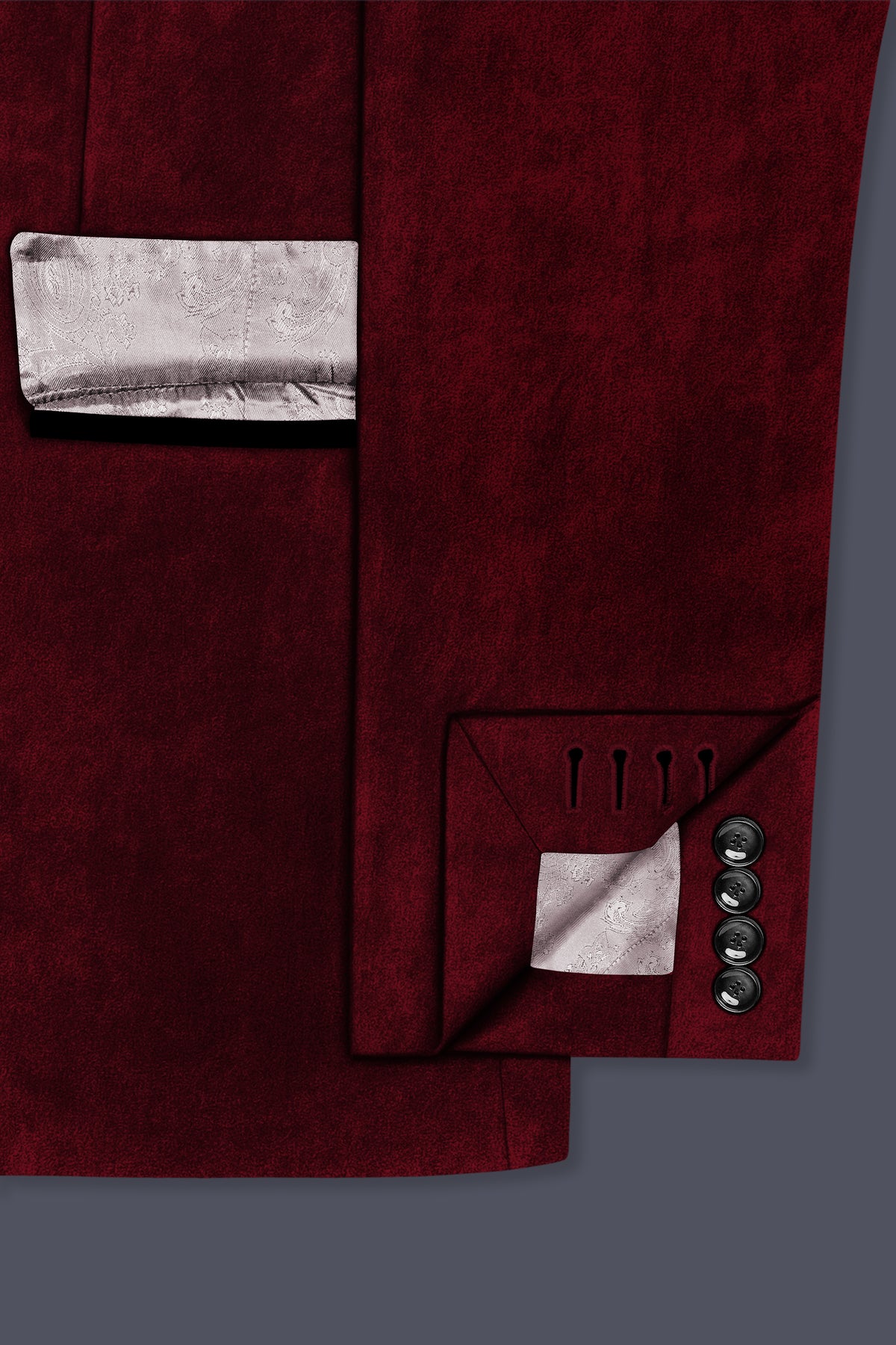 Aurelio-Aubergine Red Velvet Peak Lapel Tuxedo Suit