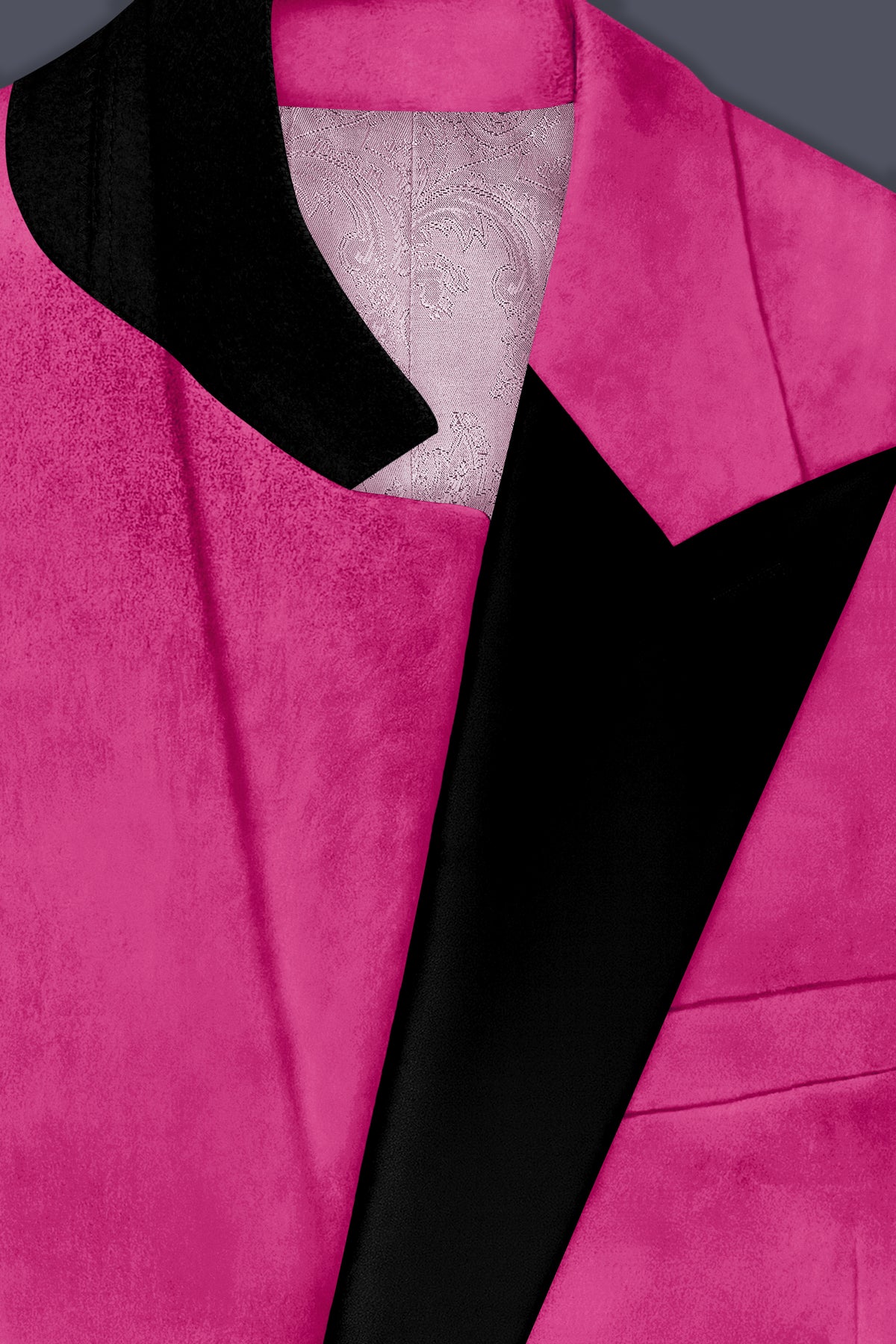 Roselle-Cerise Pink Velvet Peak Lapel Tuxedo Suit