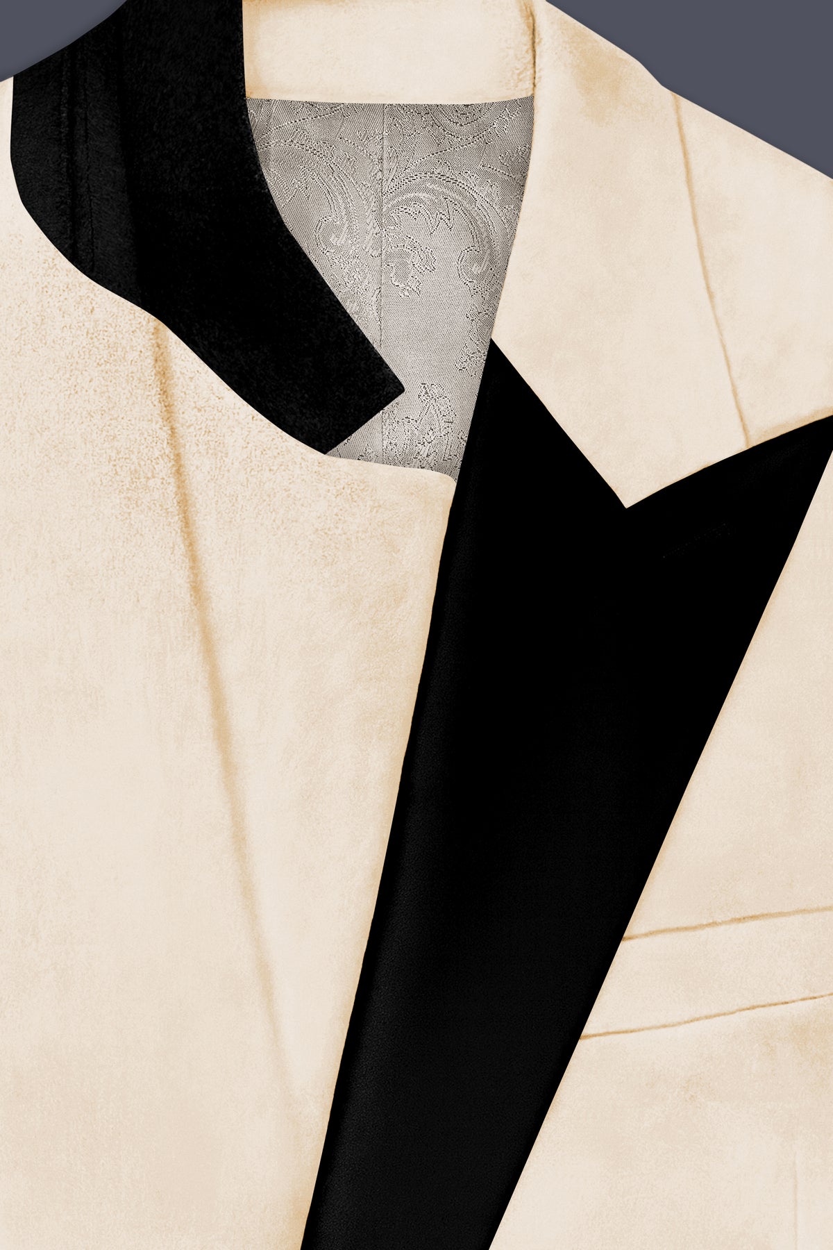 Opaline-Off White Velvet Peak Lapel Tuxedo Suit
