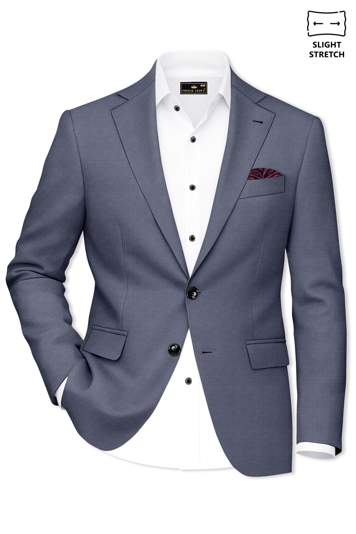 Graphite-Shuttle Gray Diamond Textured Wool Rich Slight Stretch Single Breasted Suit