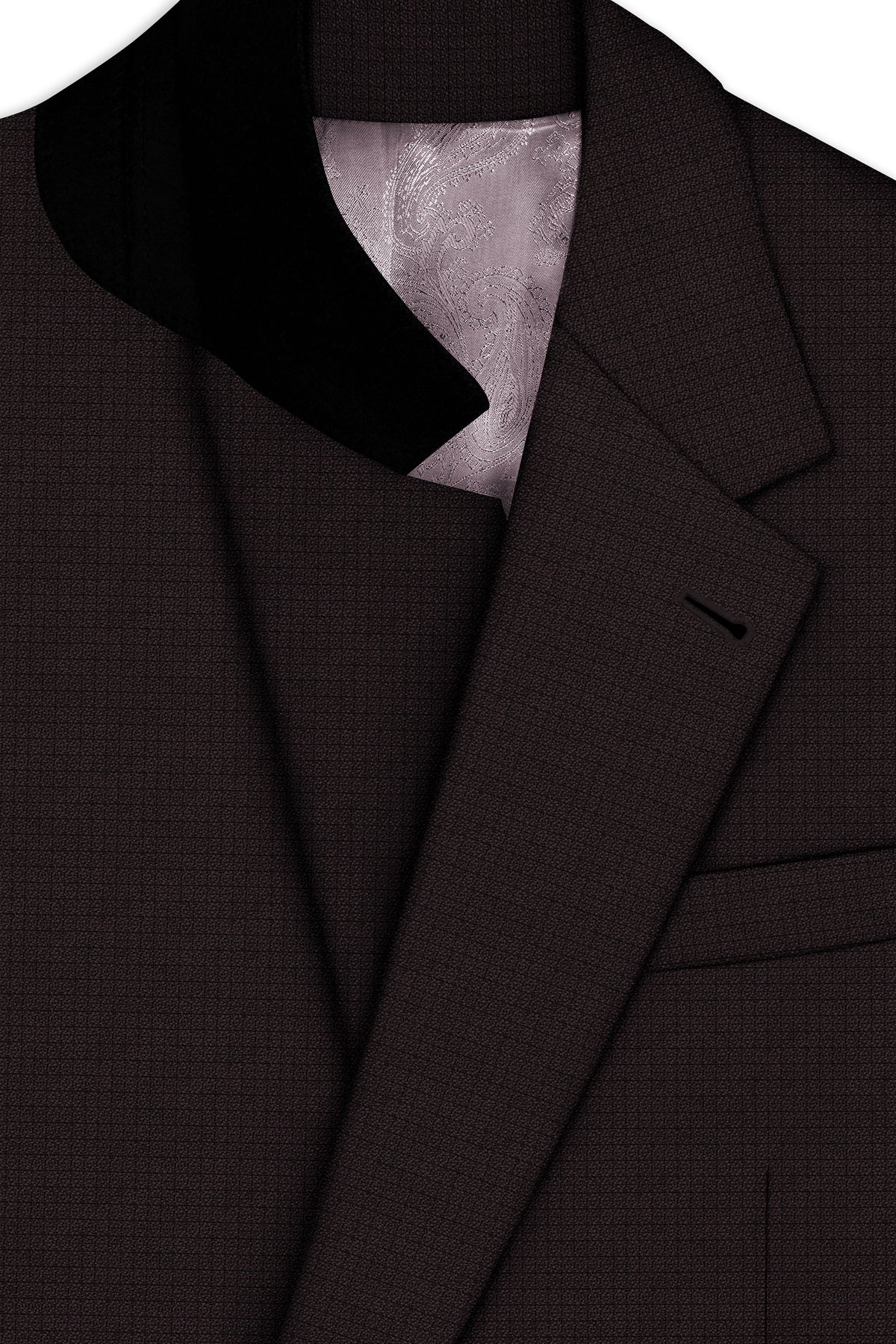 Regency-Cocoa Brown Diamond Textured Wool Rich Slight Stretch Single Breasted Suit