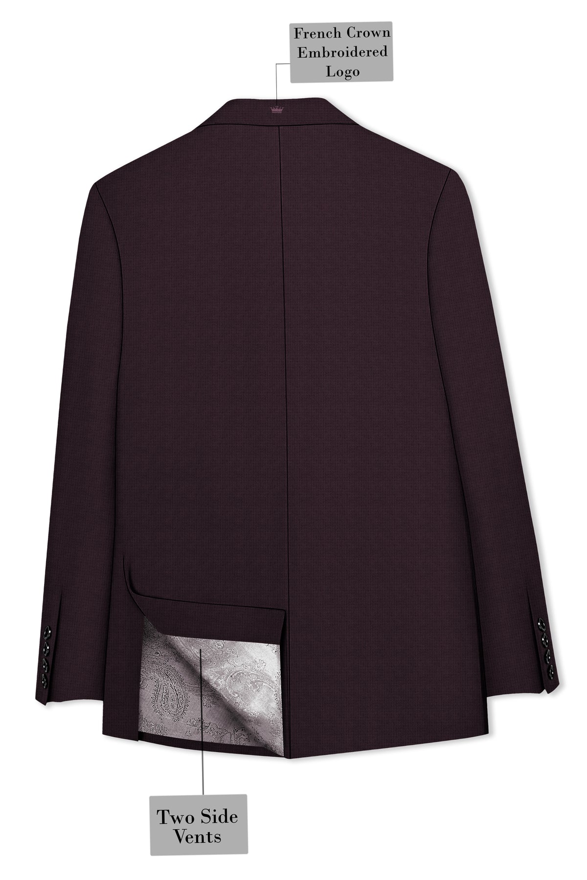Velaris-Thunder Purple Diamond Textured Wool Rich Slight Stretch Single Breasted Suit
