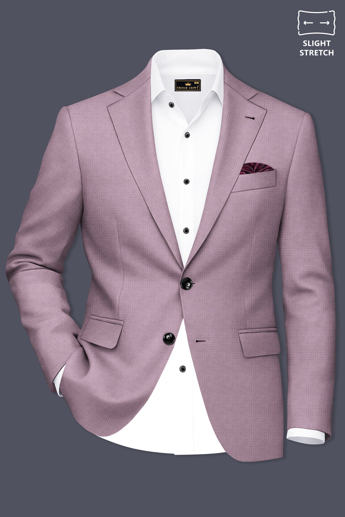 Regalia-Mountbatten Pink Diamond Textured Wool Rich Slight Stretch Single Breasted Suit