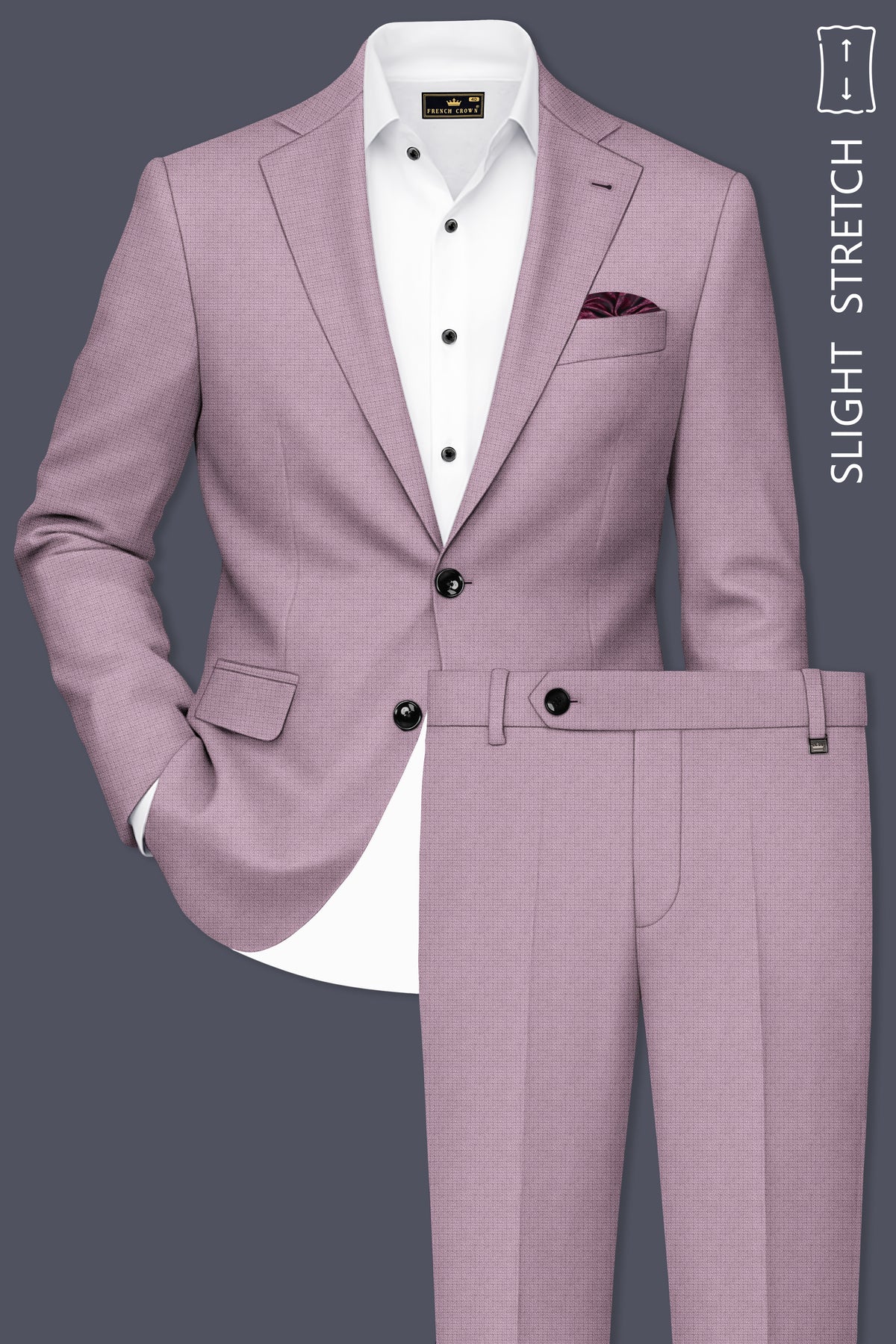 Regalia-Mountbatten Pink Diamond Textured Wool Rich Slight Stretch Single Breasted Suit