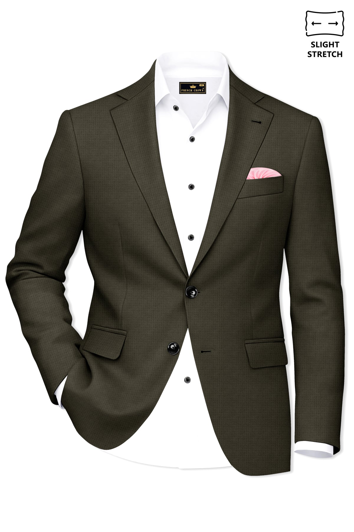 Prestige-Zeus Green Diamond Textured Wool Rich Slight Stretch Single Breasted Suit
