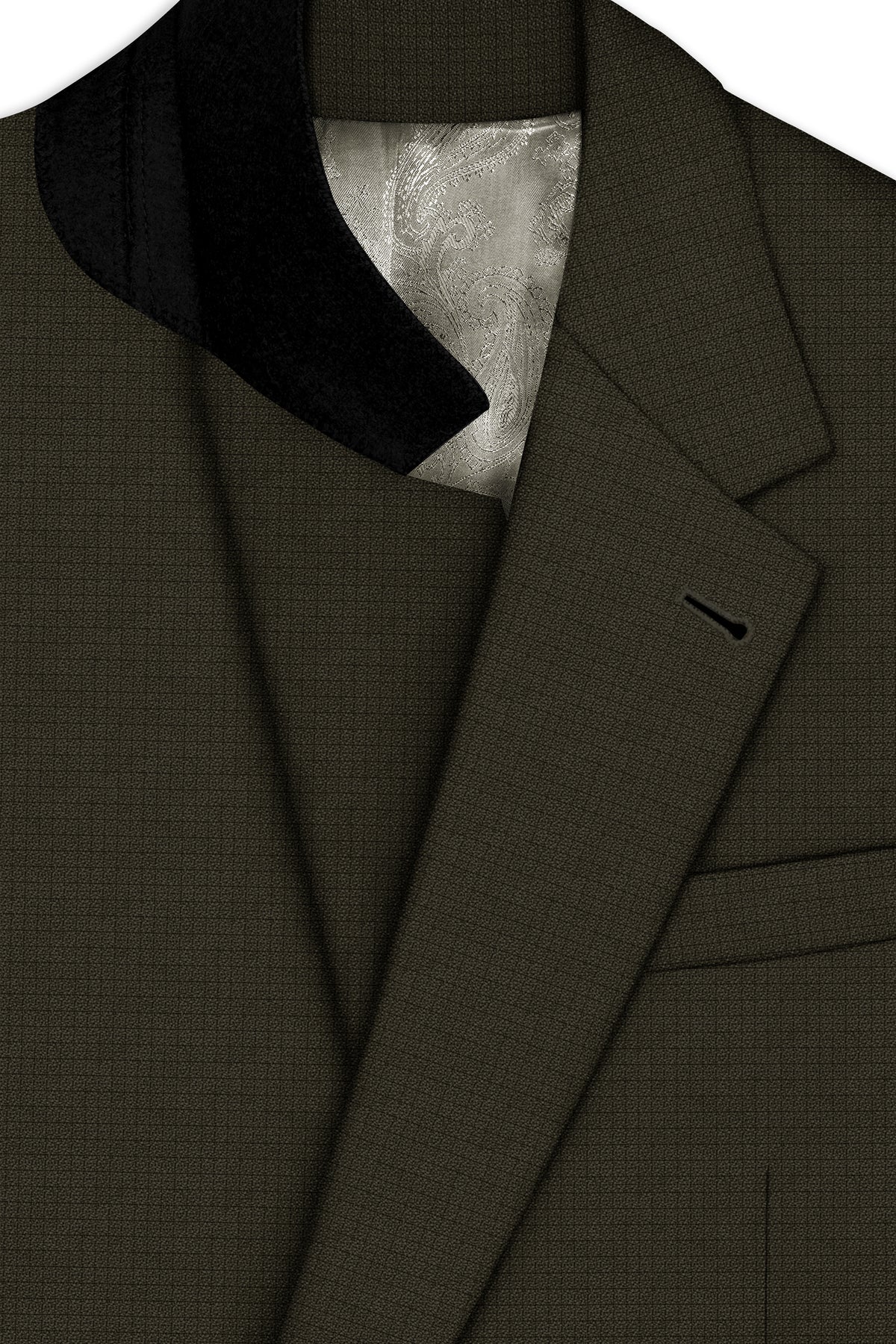 Prestige-Zeus Green Diamond Textured Wool Rich Slight Stretch Single Breasted Suit
