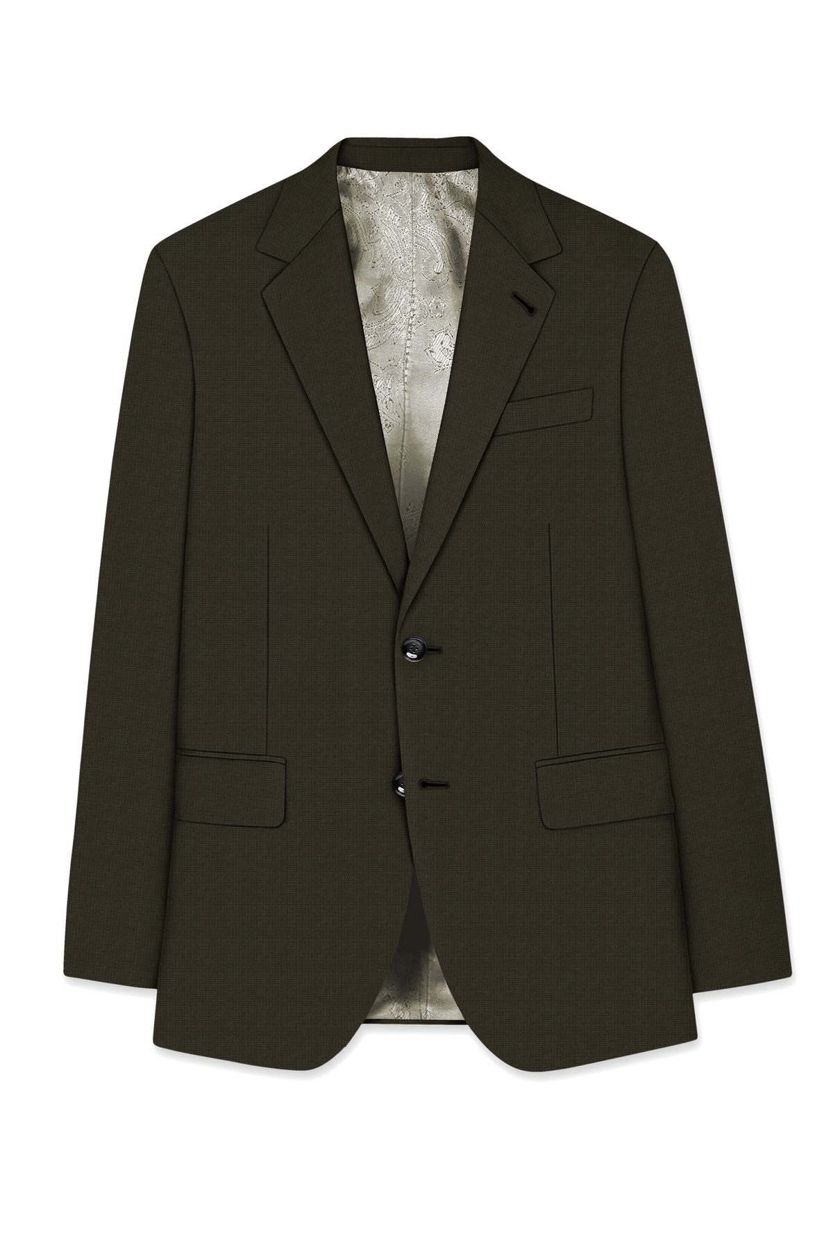 Prestige-Zeus Green Diamond Textured Wool Rich Slight Stretch Single Breasted Suit