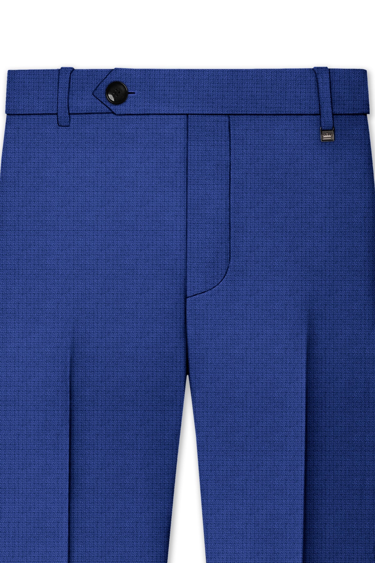 Aurelio-Chambray Blue Diamond Textured Wool Rich Slight Stretch Single Breasted Suit