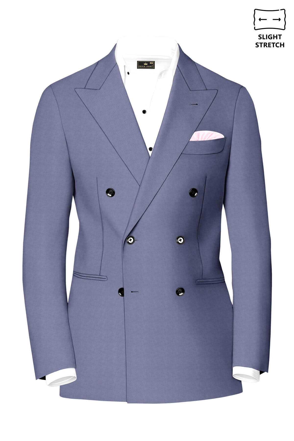 Graphite-Shuttle Gray Diamond Textured Wool Rich Slight Stretch Double Breasted Suit