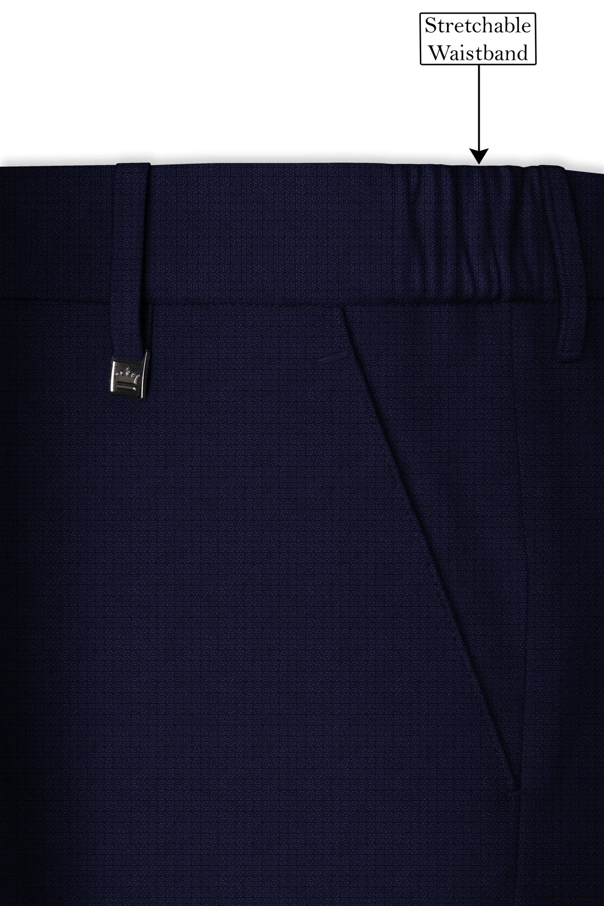 Nocturne-Mirage Navy Diamond Textured Wool Rich Slight Stretch Double Breasted Suit