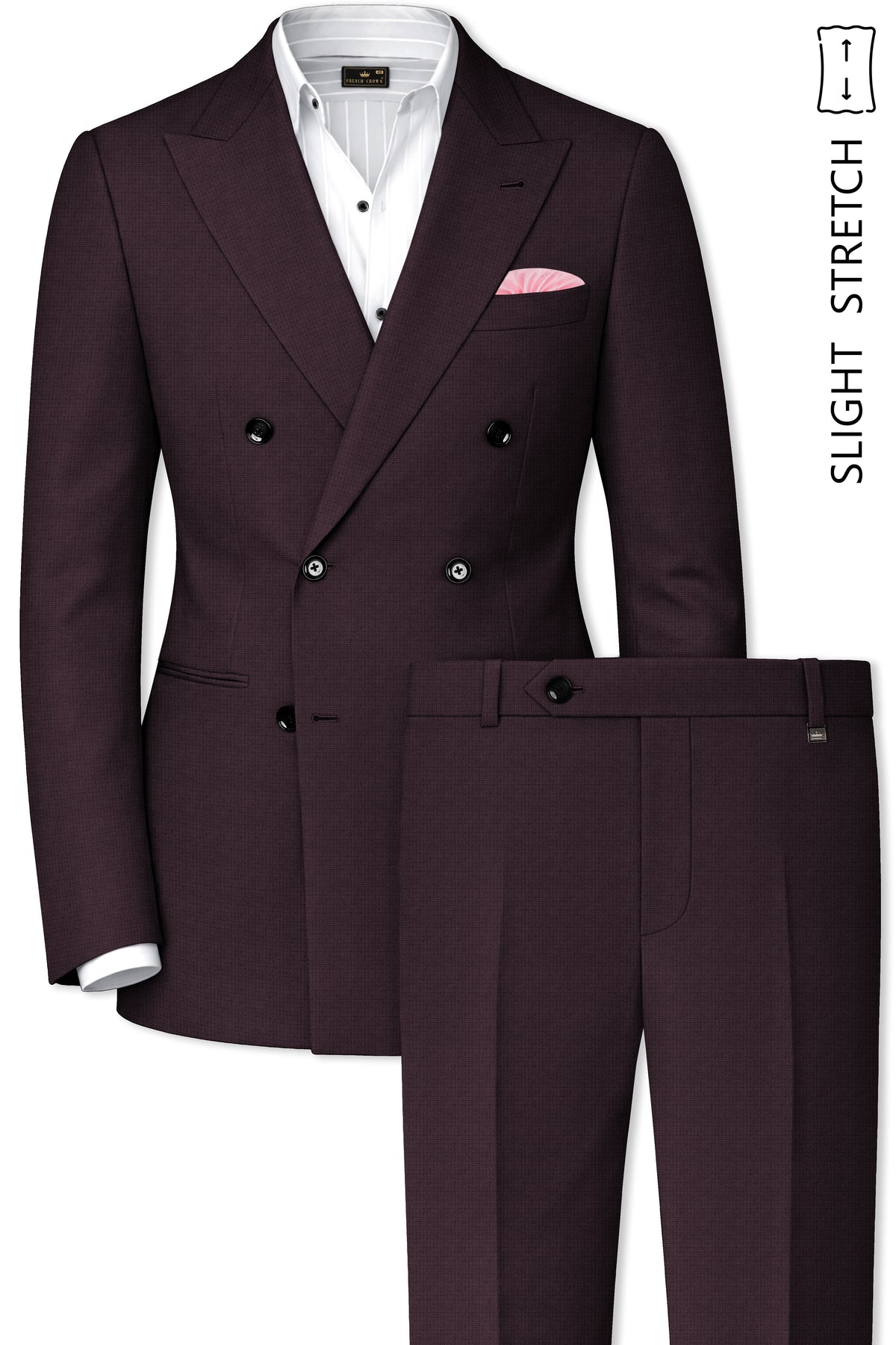 Velaris-Thunder Purple Diamond Textured Wool Rich Slight Stretch Double Breasted Suit