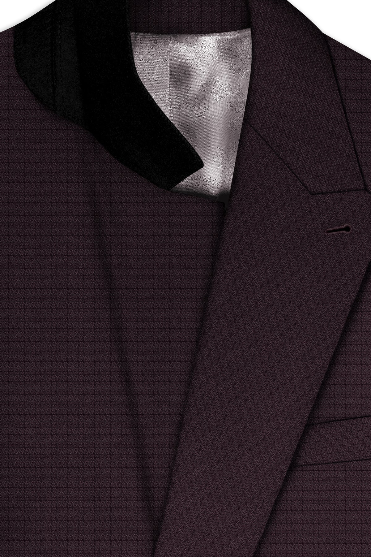 Velaris-Thunder Purple Diamond Textured Wool Rich Slight Stretch Double Breasted Suit