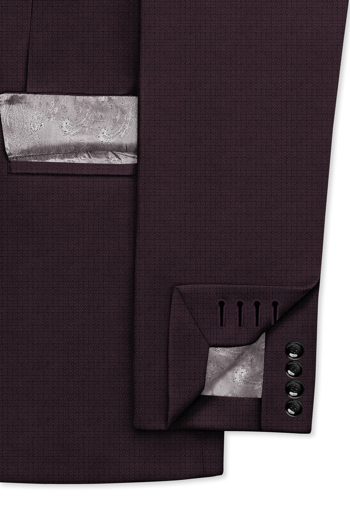 Velaris-Thunder Purple Diamond Textured Wool Rich Slight Stretch Double Breasted Suit
