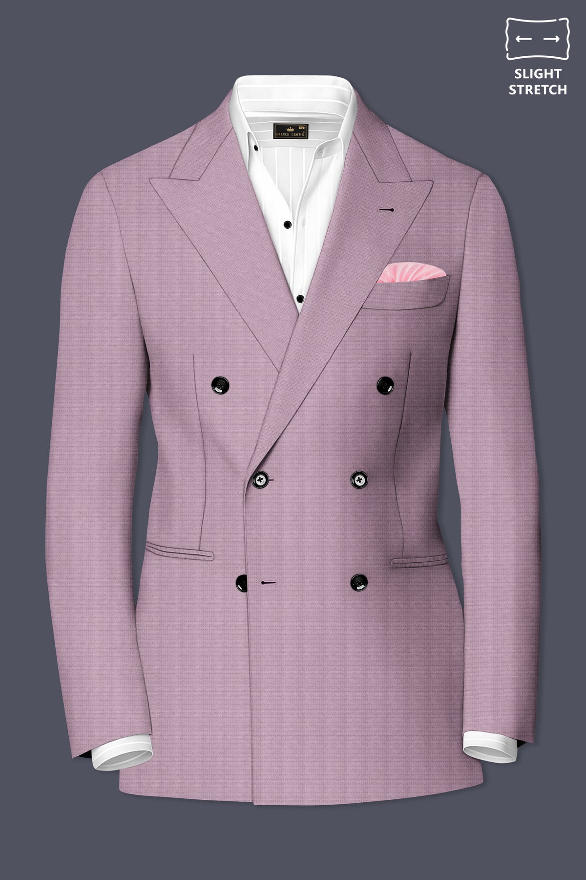 Regalia-Mountbatten Pink Diamond Textured Wool Rich Slight Stretch Double Breasted Suit