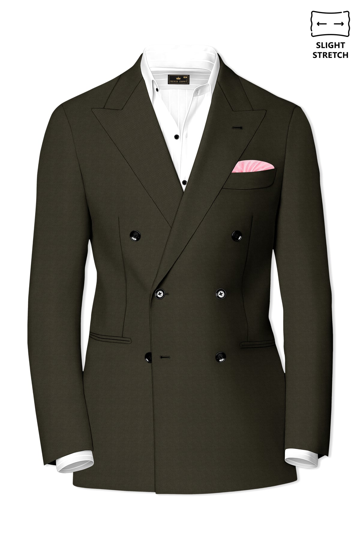 Prestige-Zeus Green Diamond Textured Wool Rich Slight Stretch Double Breasted Suit