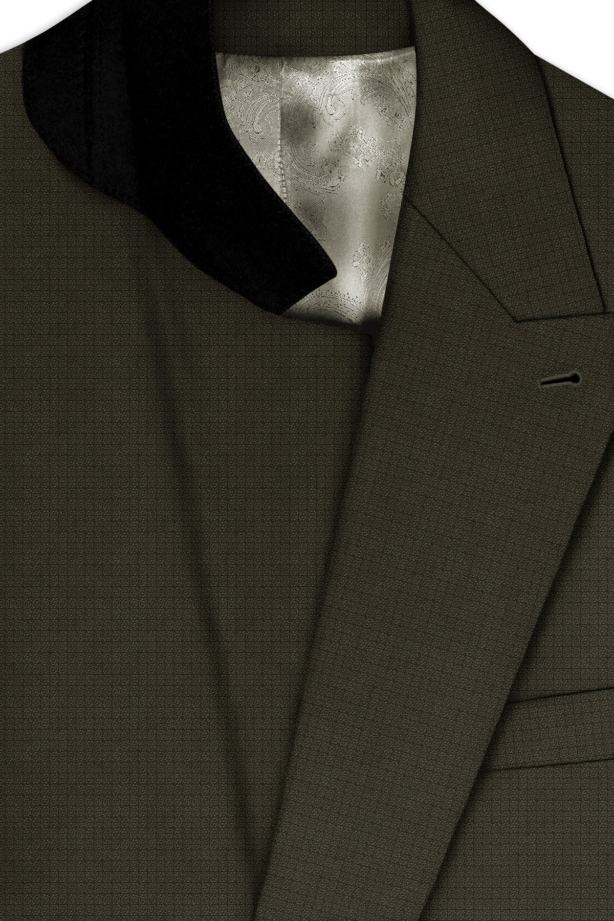 Prestige-Zeus Green Diamond Textured Wool Rich Slight Stretch Double Breasted Suit