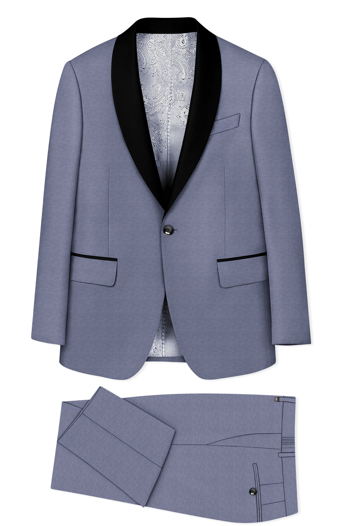 Graphite-Shuttle Gray Diamond Textured Wool Rich Slight Stretch Tuxedo Suit