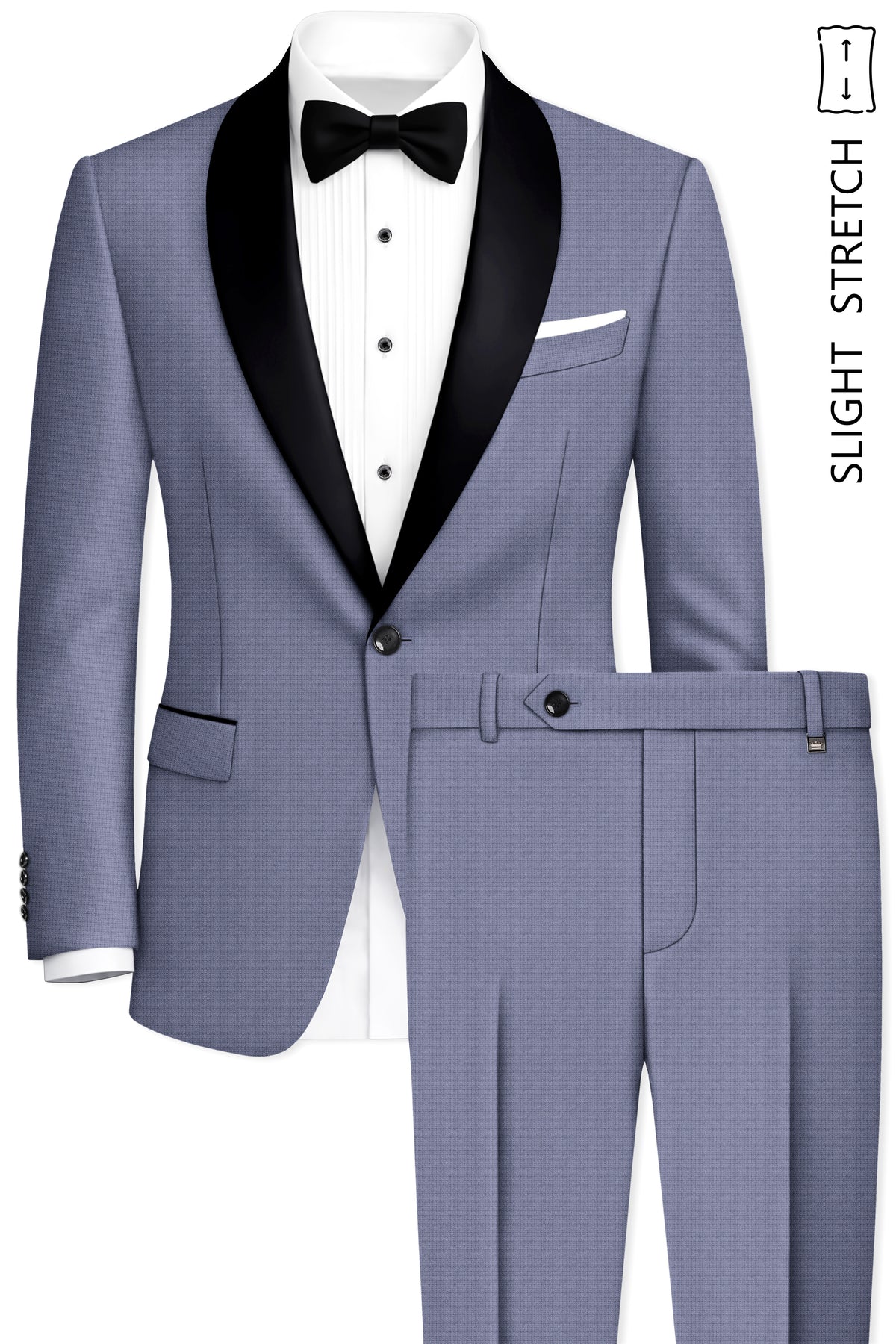 Graphite-Shuttle Gray Diamond Textured Wool Rich Slight Stretch Tuxedo Suit