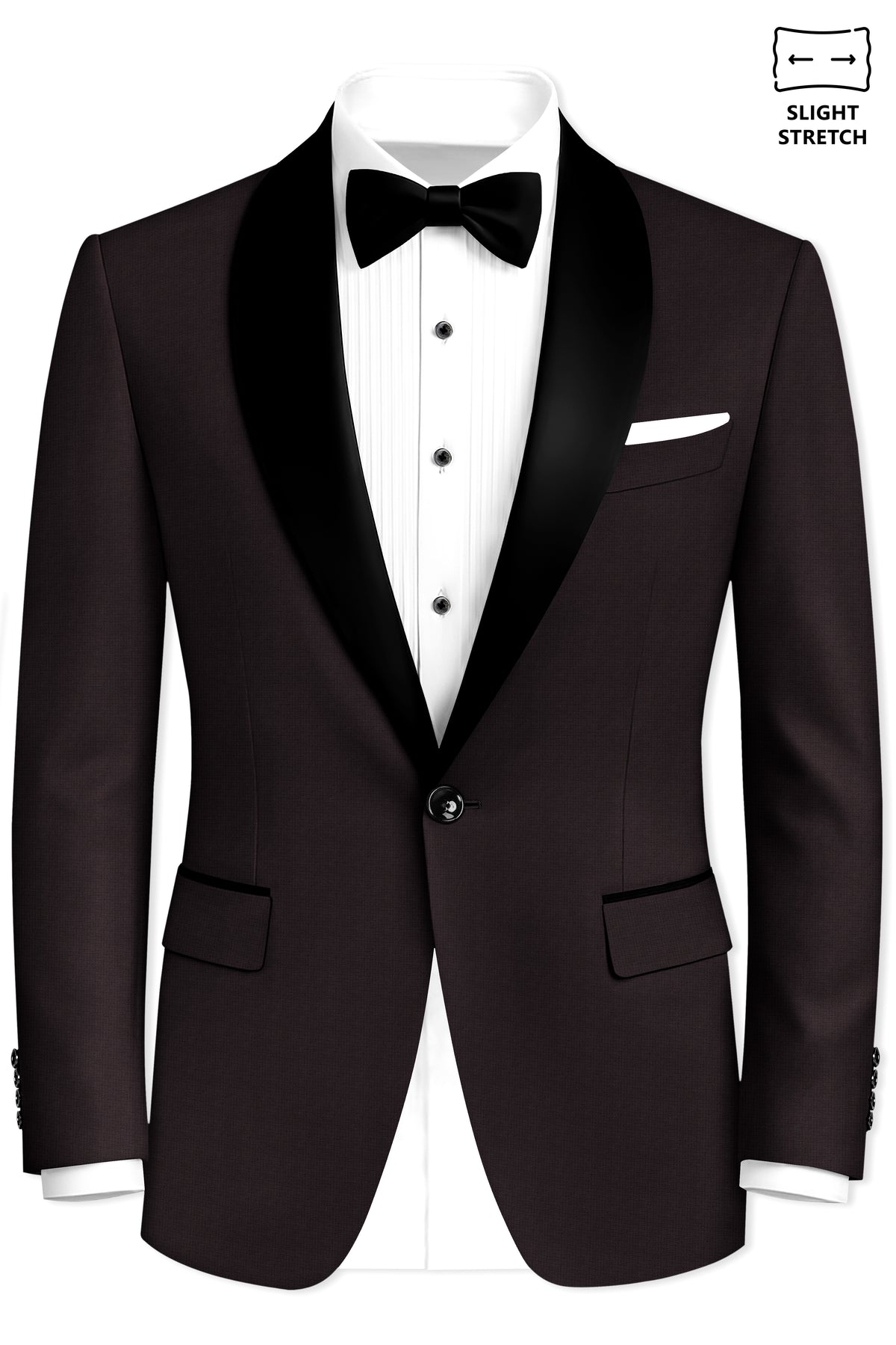 Regency-Cocoa Brown Diamond Textured Wool Rich Slight Stretch Tuxedo Suit