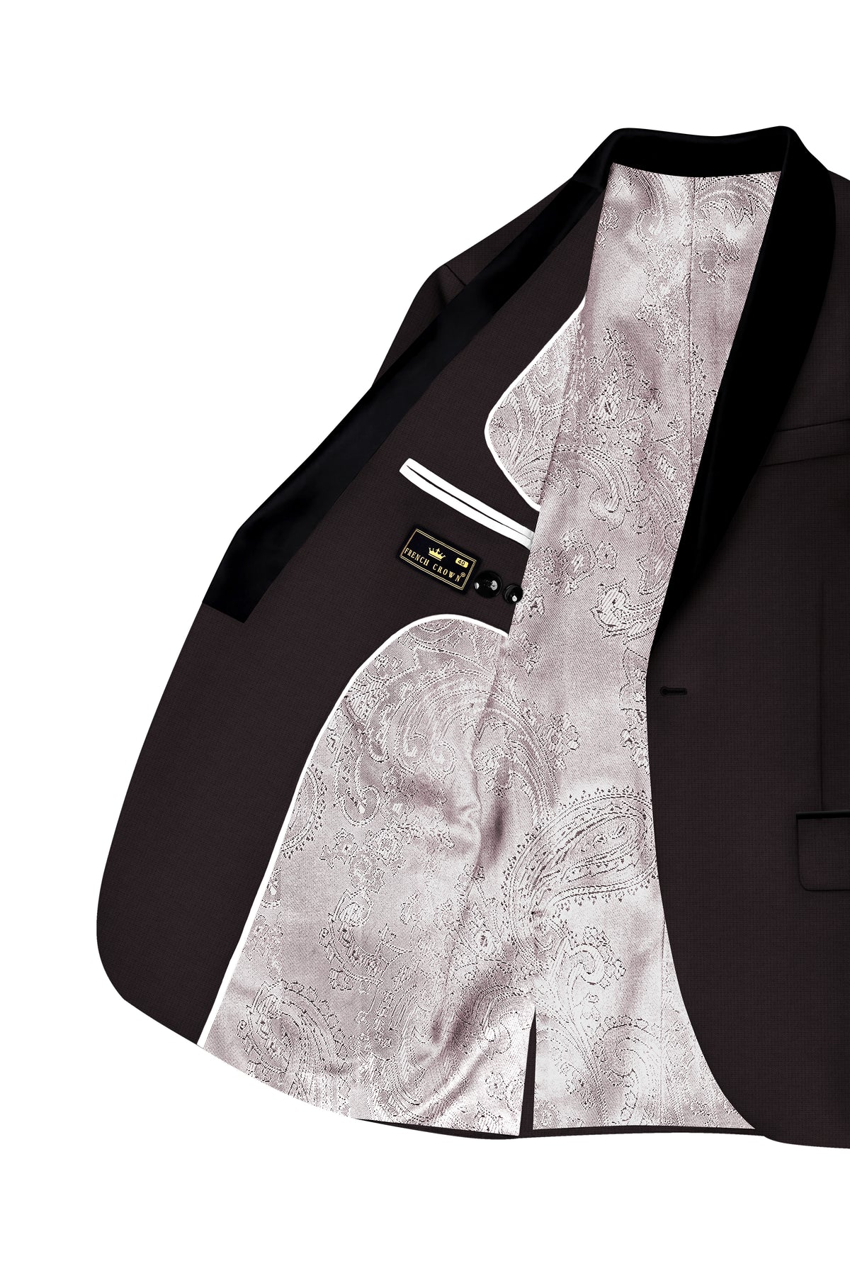 Regency-Cocoa Brown Diamond Textured Wool Rich Slight Stretch Tuxedo Suit