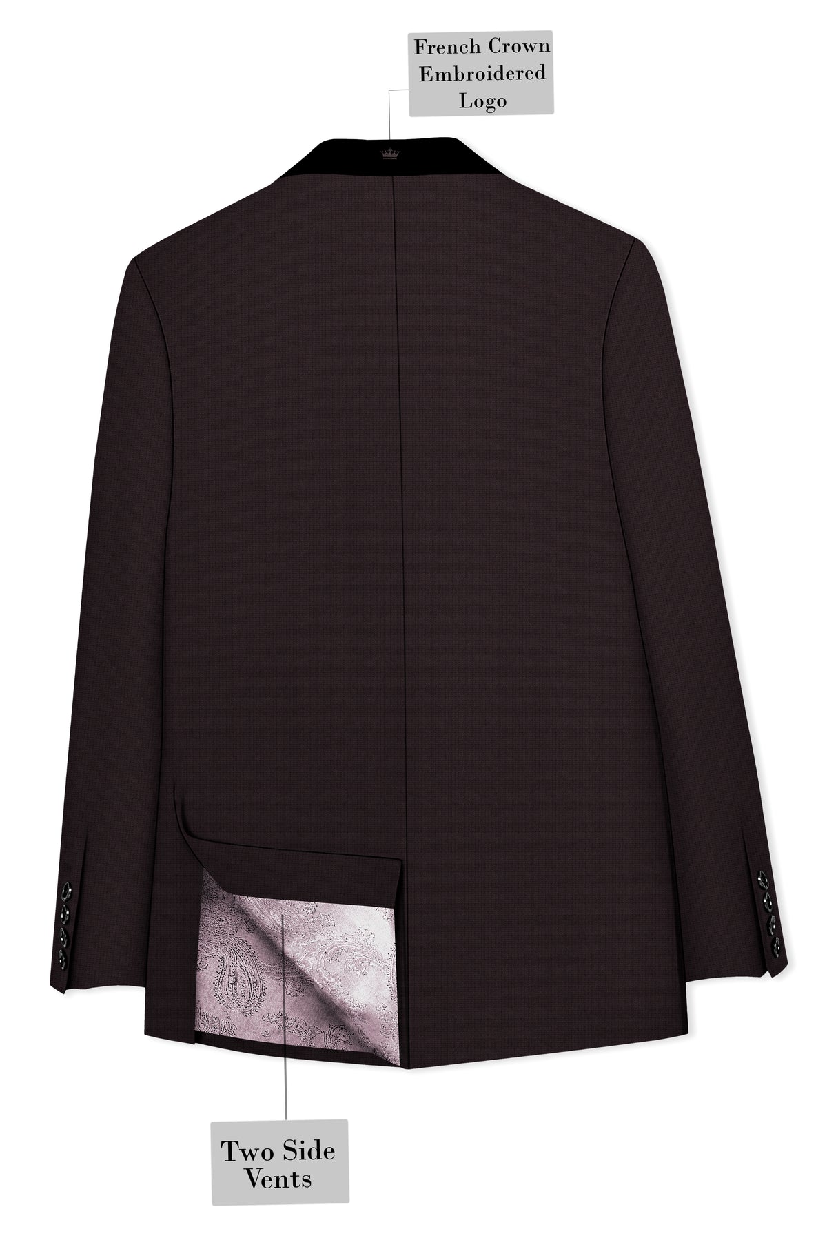 Regency-Cocoa Brown Diamond Textured Wool Rich Slight Stretch Tuxedo Suit