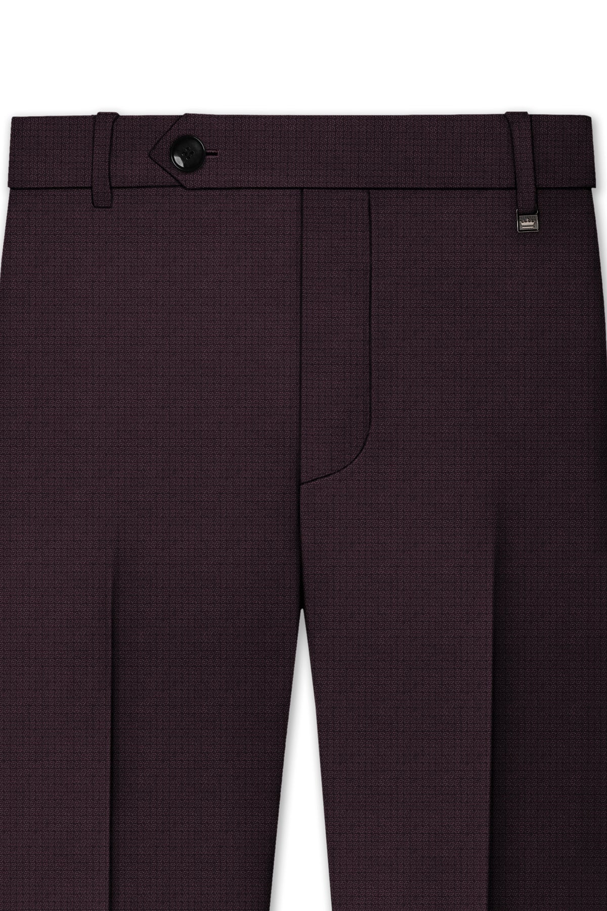 Velaris-Thunder Purple Diamond Textured Wool Rich Slight Stretch Cross Placket Bandhgala Suit