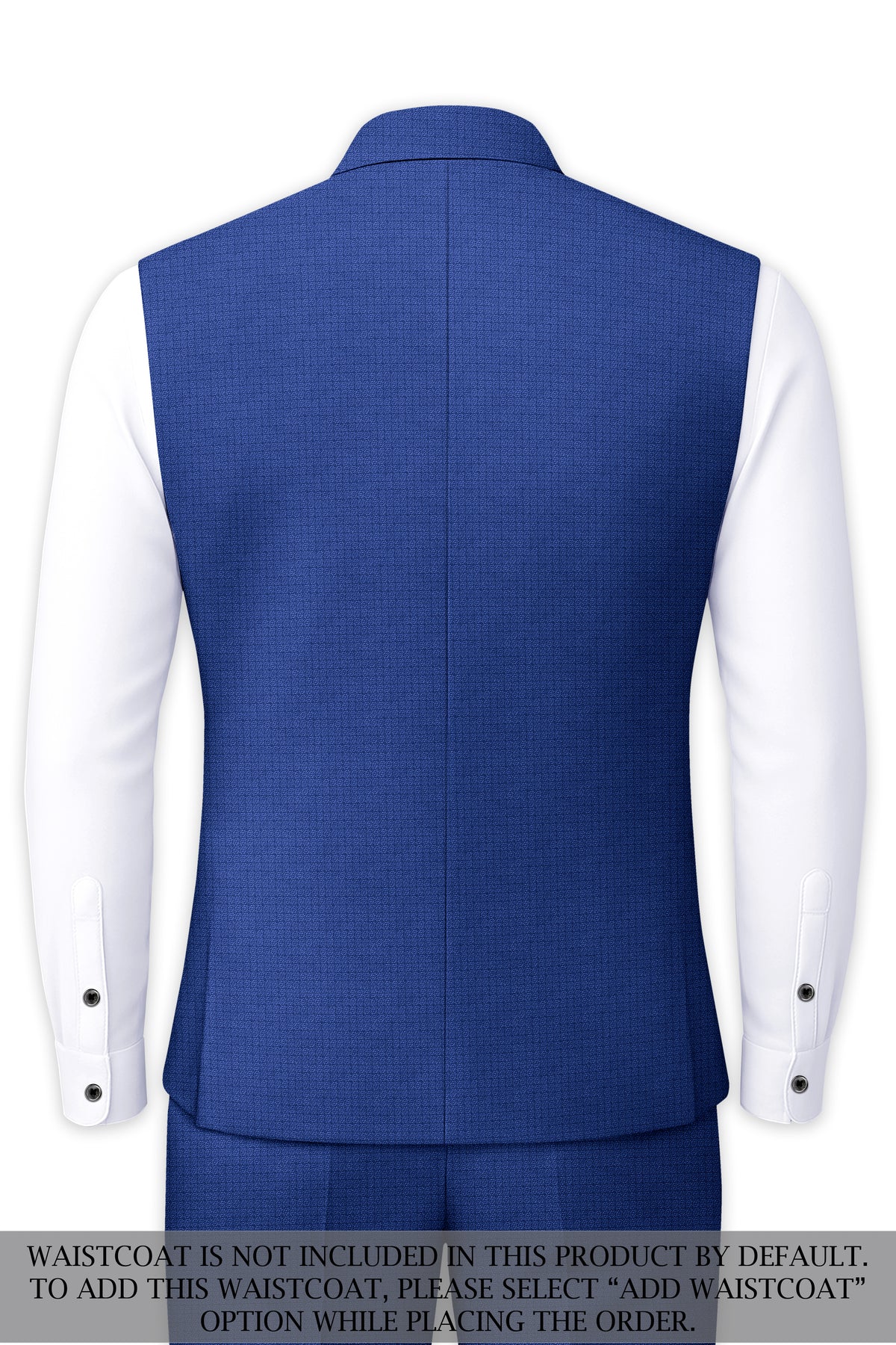 Aurelio-Chambray Blue Diamond Textured Wool Rich Slight Stretch Cross Placket Bandhgala Suit