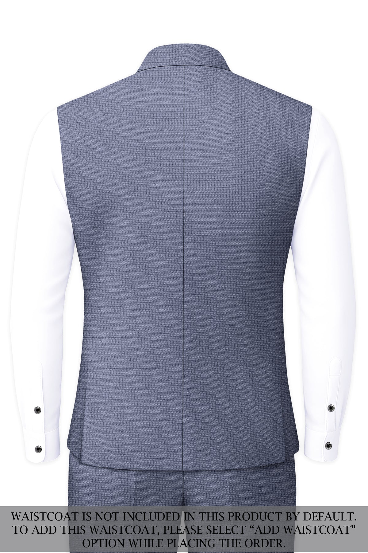 Graphite-Shuttle Gray Diamond Textured Wool Rich Slight Stretch Bandhgala Suit