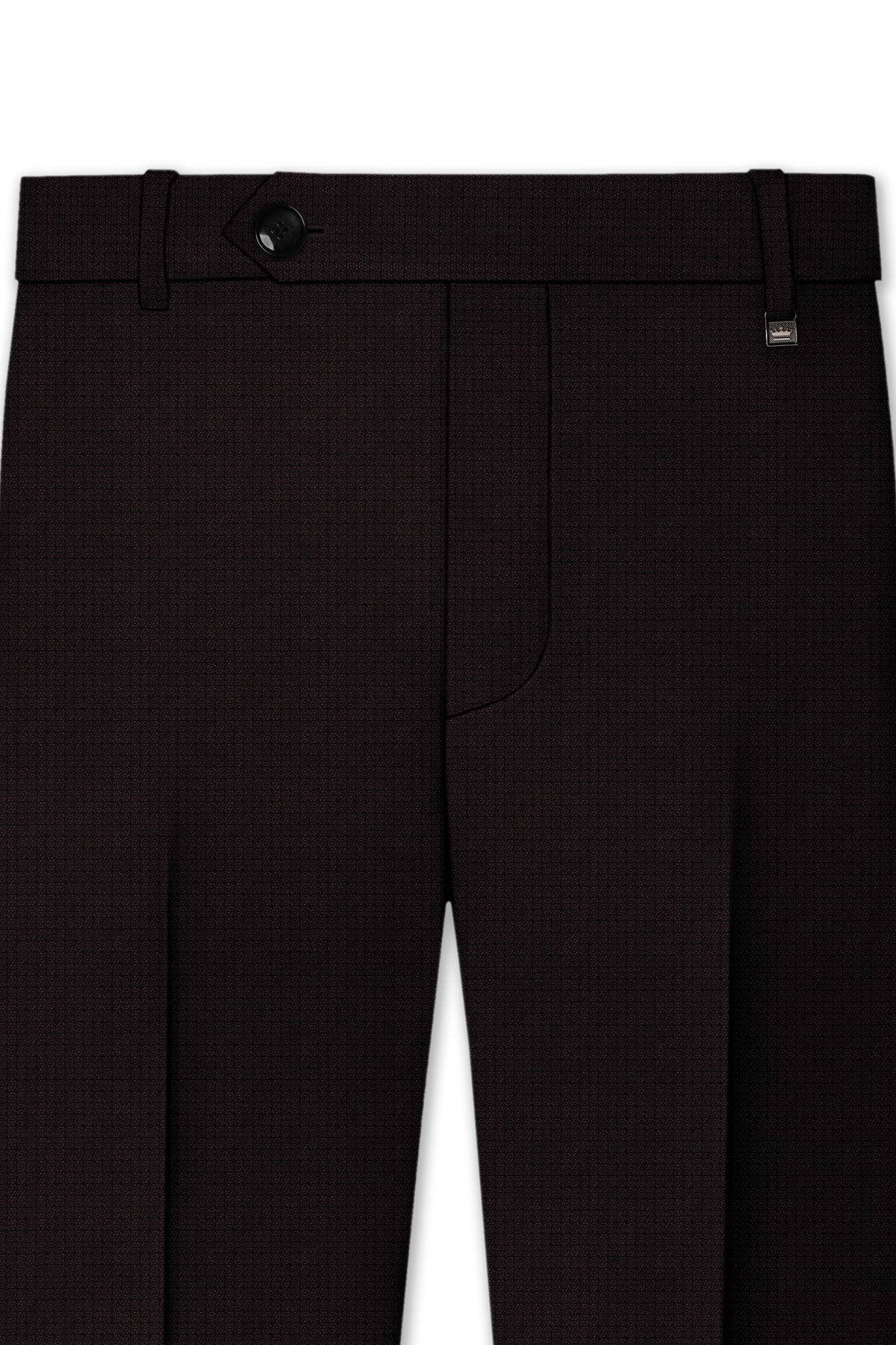 Regency-Cocoa Brown Diamond Textured Wool Rich Slight Stretch Bandhgala Suit