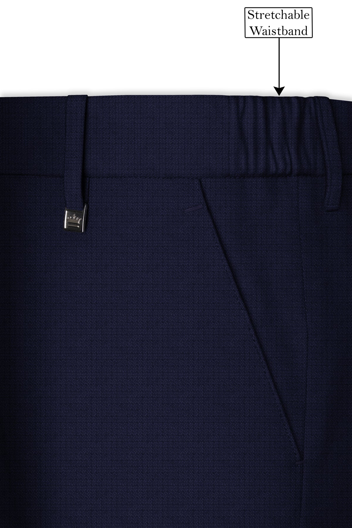 Nocturne-Mirage Navy Diamond Textured Wool Rich Slight Stretch Bandhgala Suit