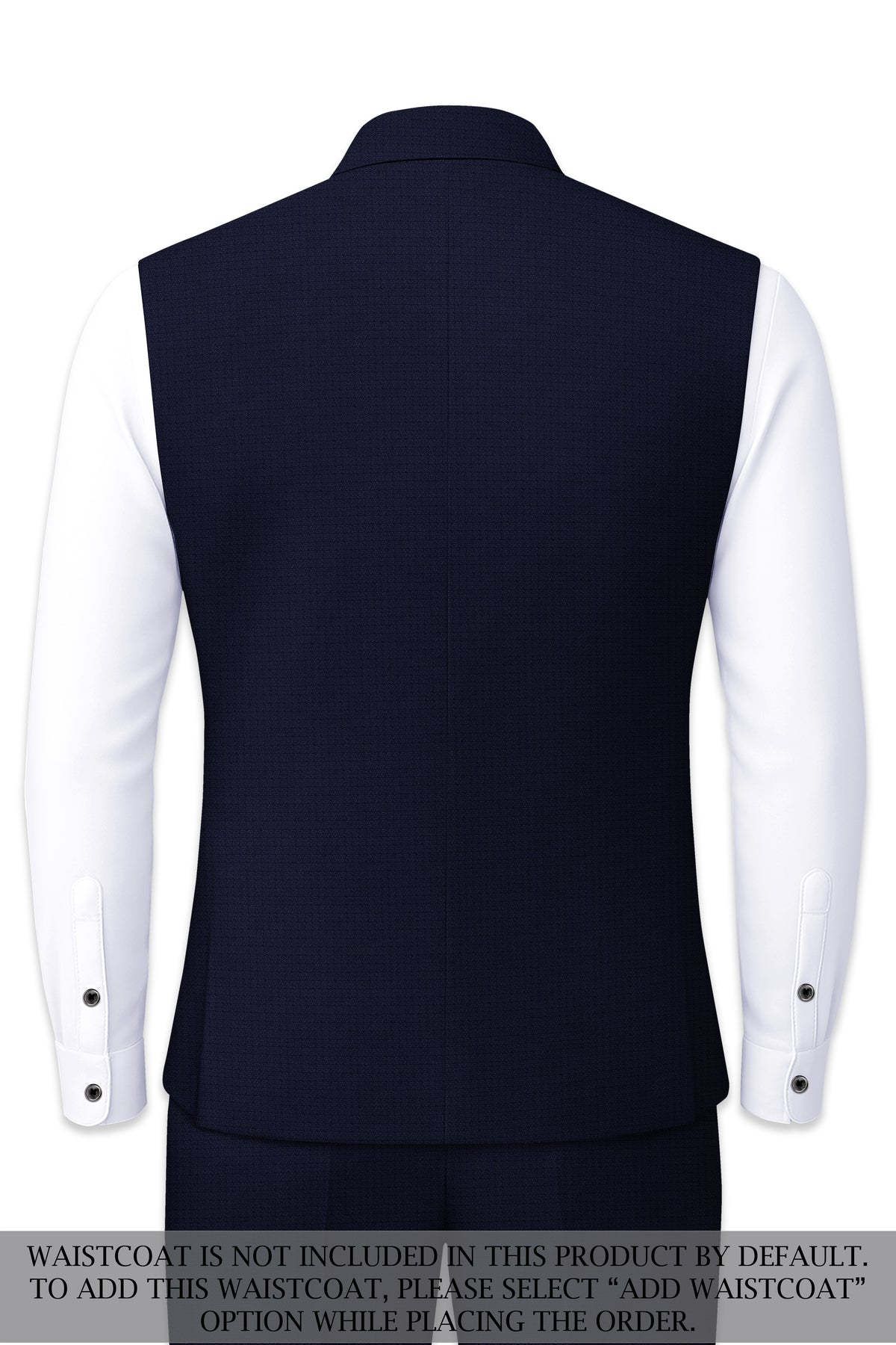 Nocturne-Mirage Navy Diamond Textured Wool Rich Slight Stretch Bandhgala Suit