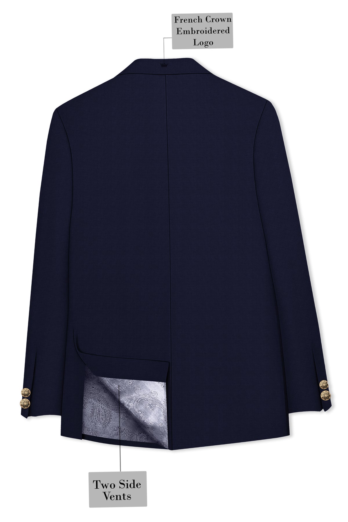 Nocturne-Mirage Navy Diamond Textured Wool Rich Slight Stretch Bandhgala Suit