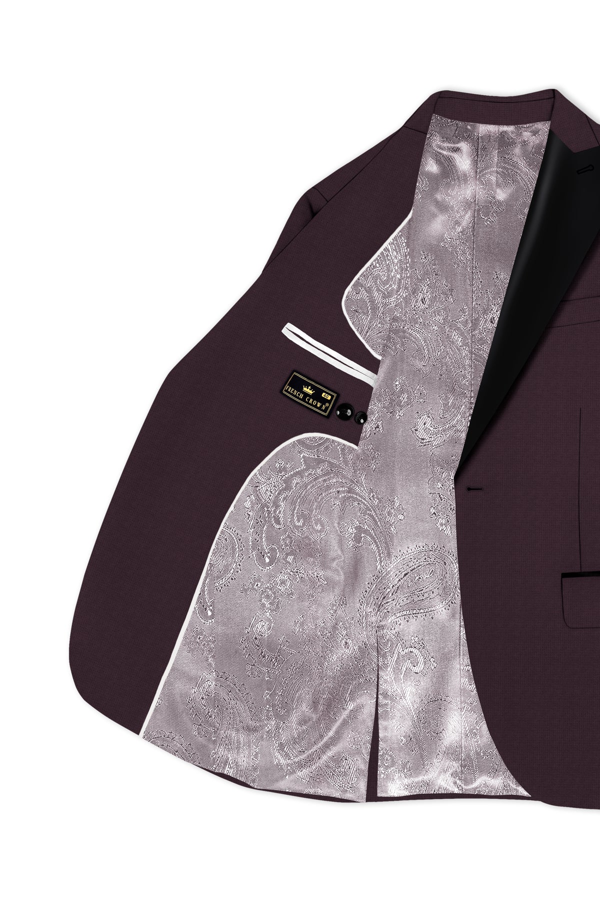 Velaris-Thunder Purple Diamond Textured Wool Rich Slight Stretch Peak Lapel Tuxedo Suit