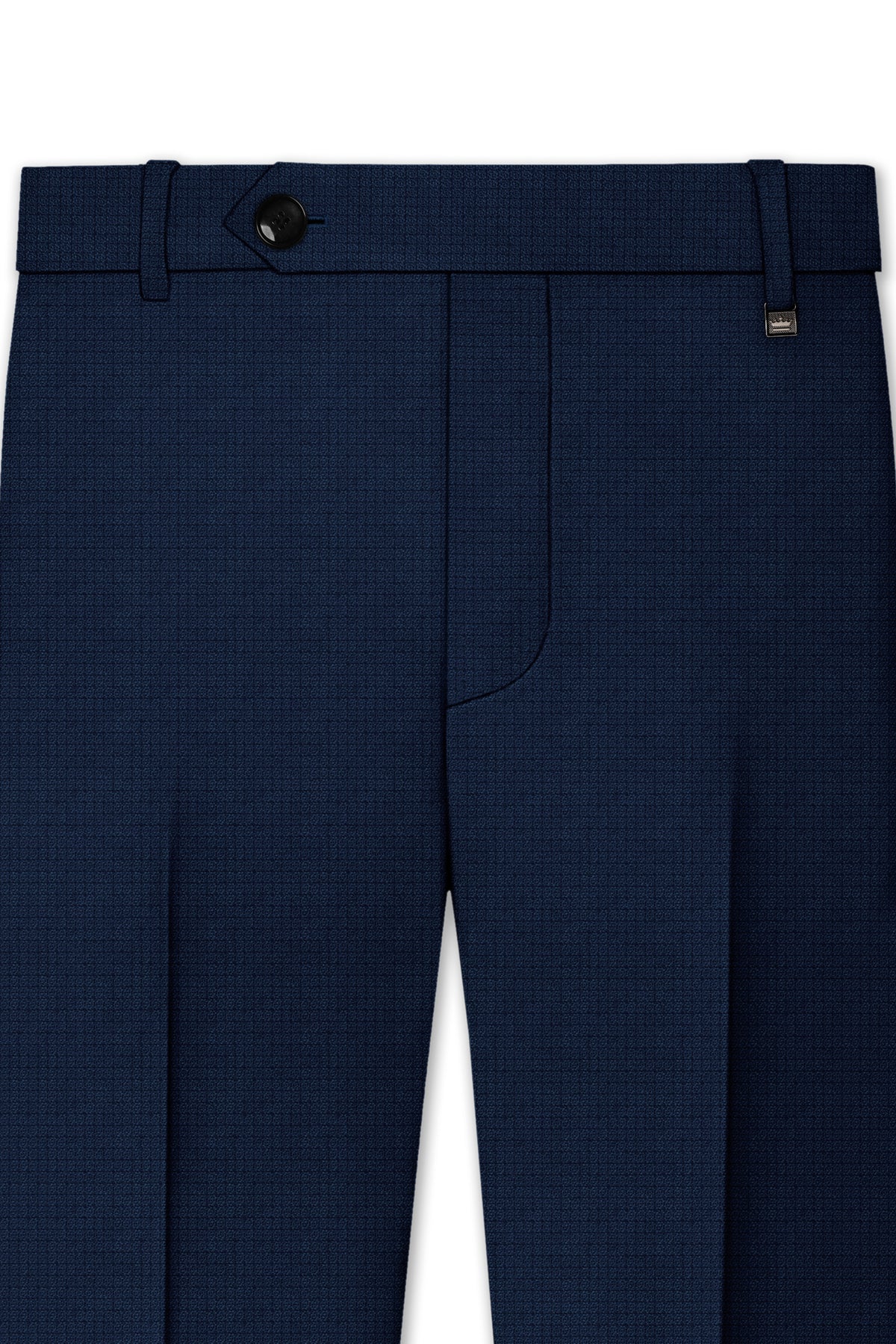 Regent-Ebony Blue Diamond Textured Wool Rich Slight Stretch Bandhgala Suit