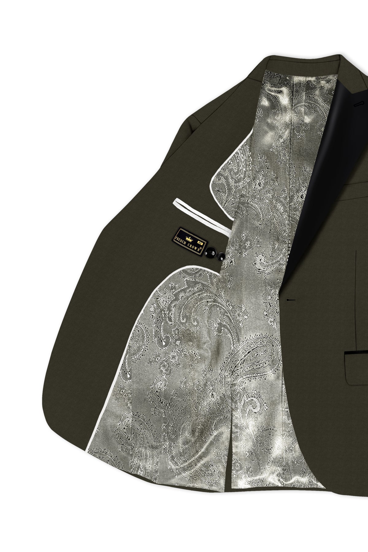 Prestige-Zeus Green Diamond Textured Wool Rich Slight Stretch Peak Lapel Tuxedo Suit
