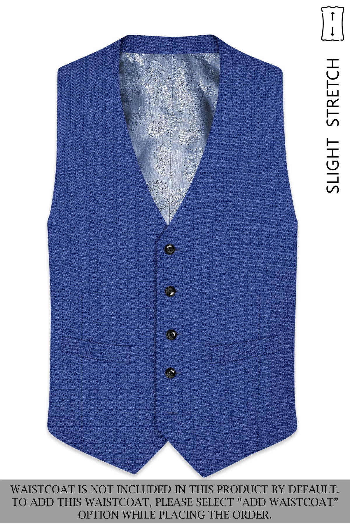 Aurelio-Chambray Blue Diamond Textured Wool Rich Slight Stretch Peak Lapel Tuxedo Suit