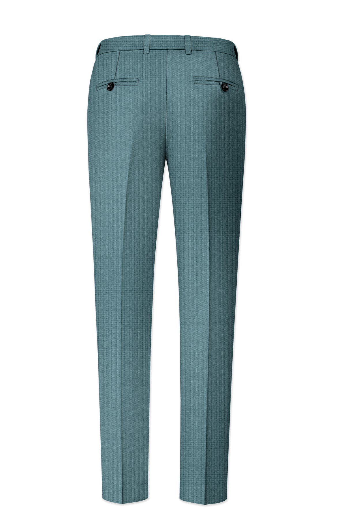 Viridian-Beetle Green Diamond Textured Wool Rich Slight Stretch Peak Lapel Tuxedo Suit
