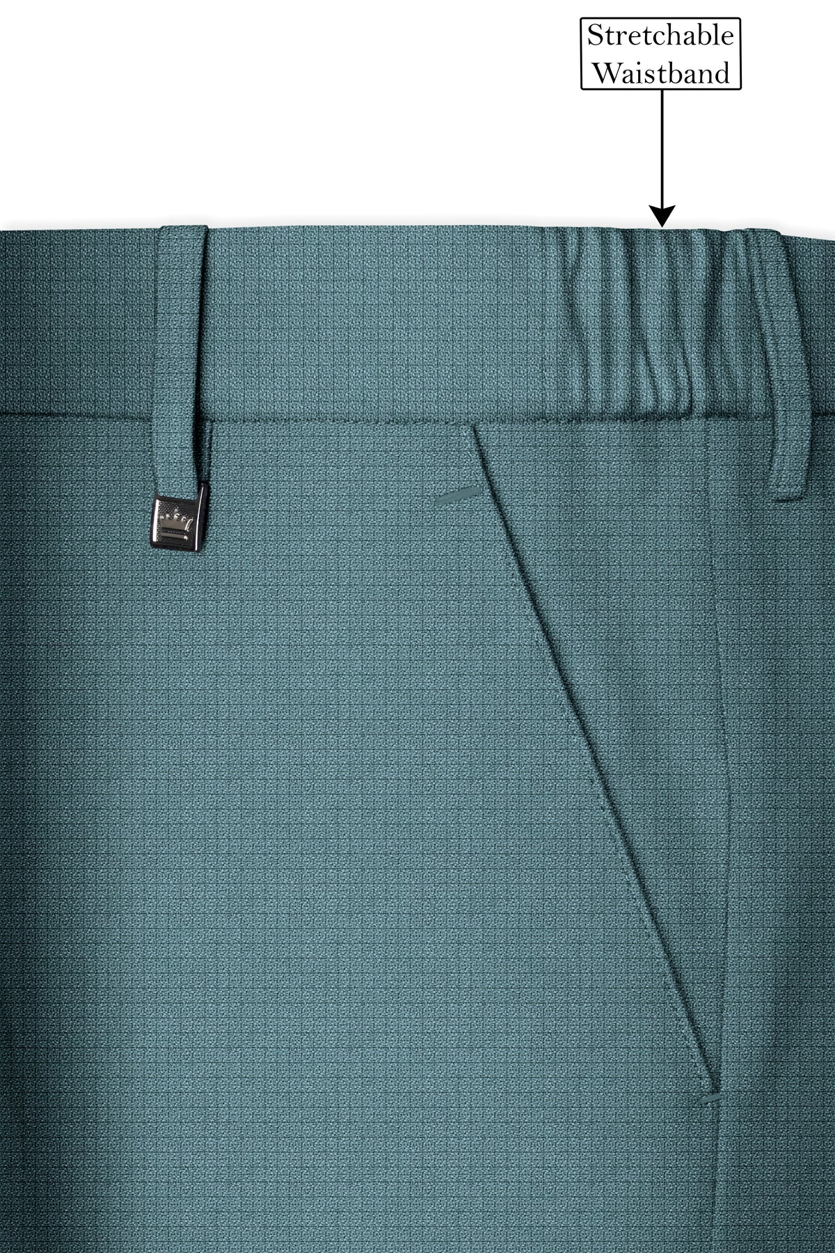 Viridian-Beetle Green Diamond Textured Wool Rich Slight Stretch Peak Lapel Tuxedo Suit