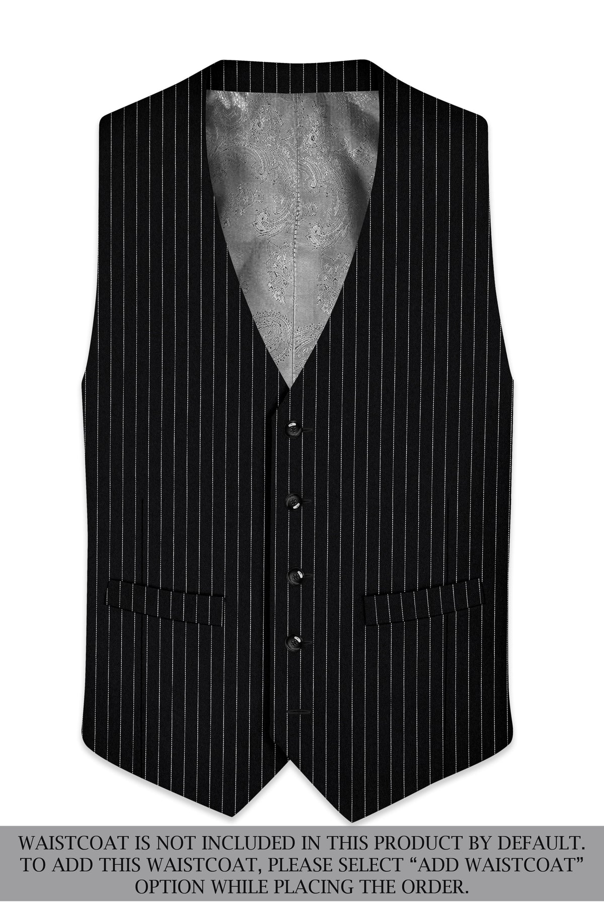 Gravitas-Jade Black And Bright White Chalk Striped Wool Rich Wrinkle-Free Fluid Drape Fabric Single Breasted Suit