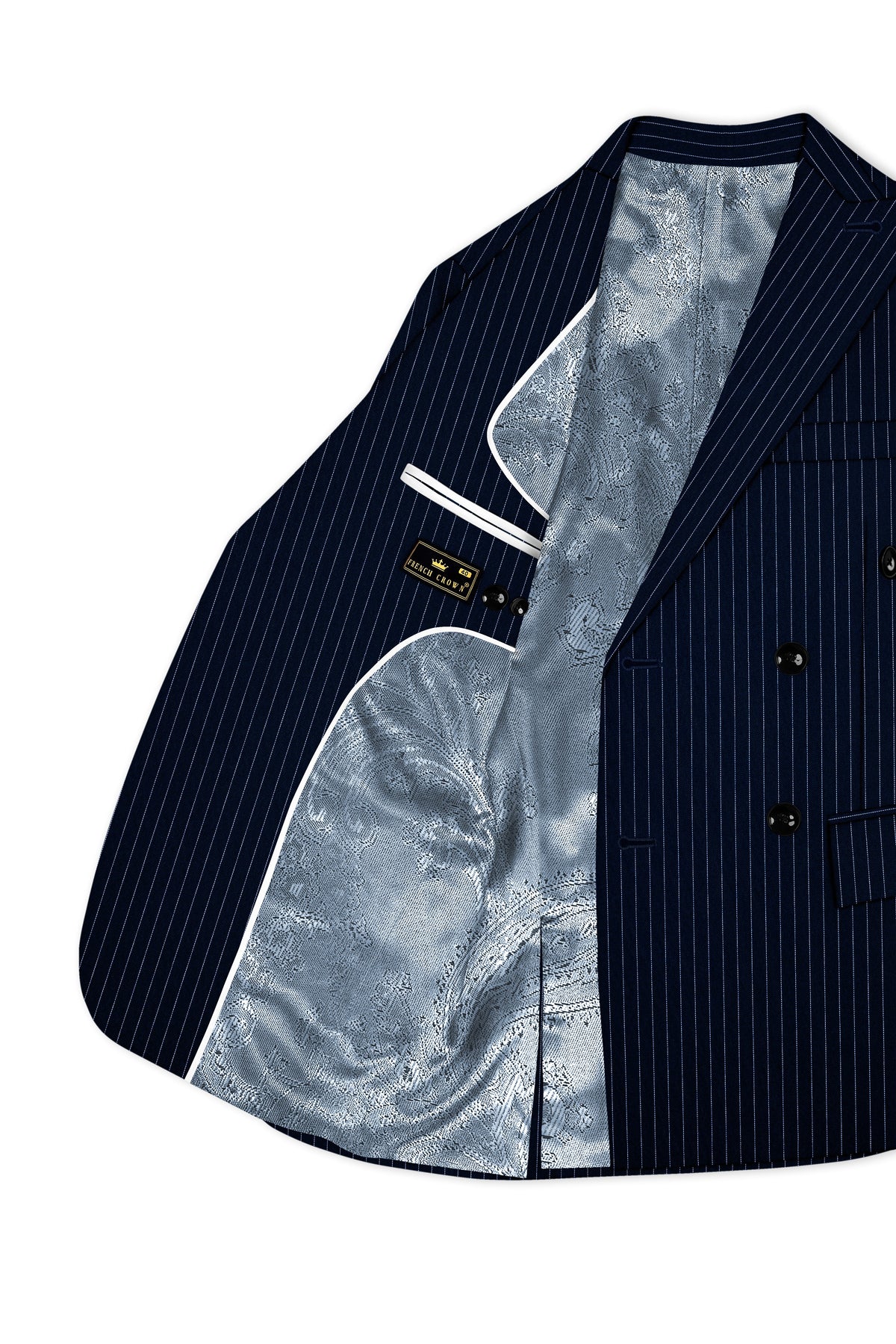Zenith-Imperial Teal Green And Bright White Chalk Striped Wool Rich Wrinkle-Free Fluid Drape Fabric Double Breasted Suit