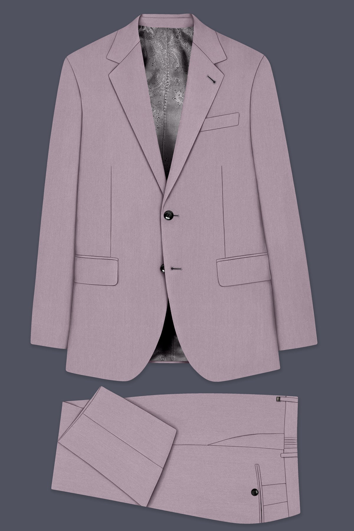 Celeste-Martini Pink Diamond Textured Wool Rich Slight Stretch Single Breasted Suit