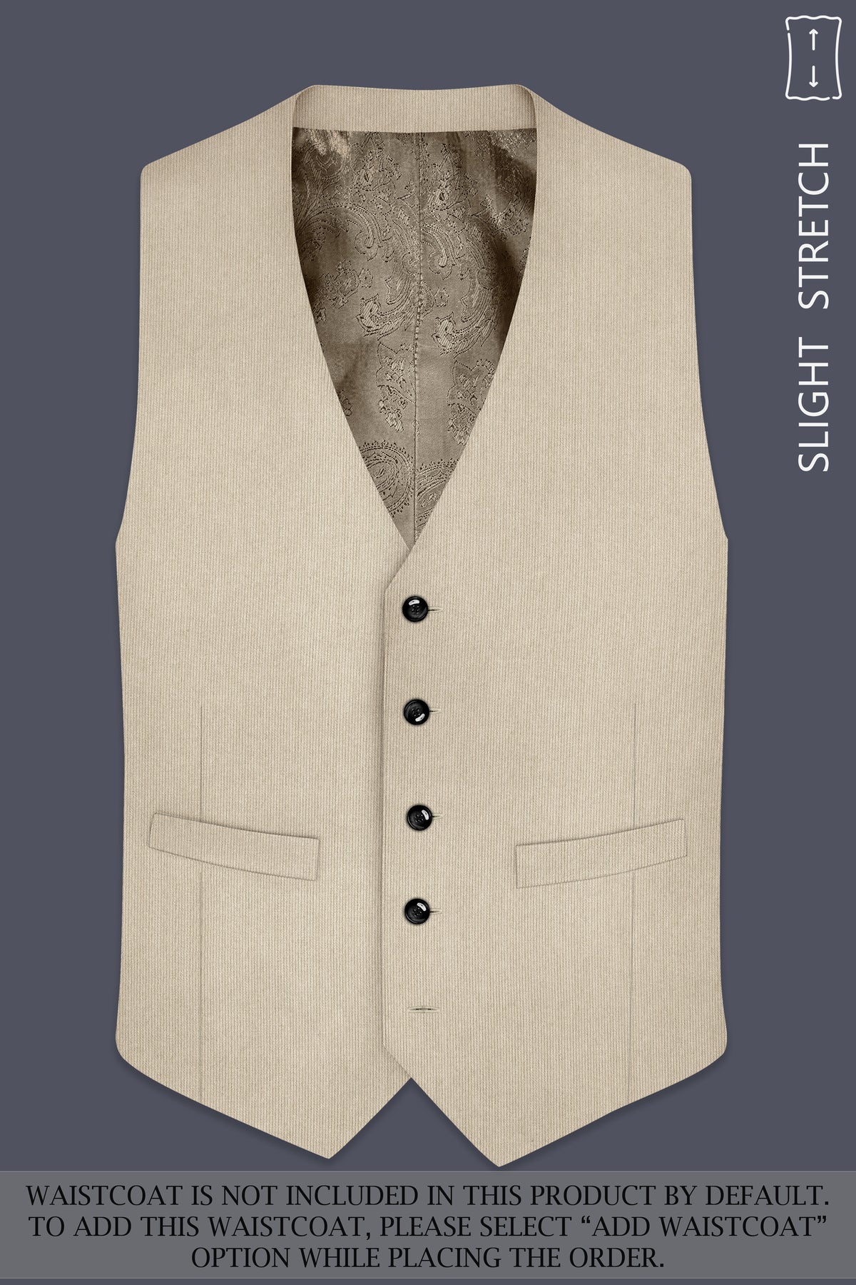 Ivoria-Vanilla Cream Diamond Textured Wool Rich Slight Stretch Single Breasted Suit