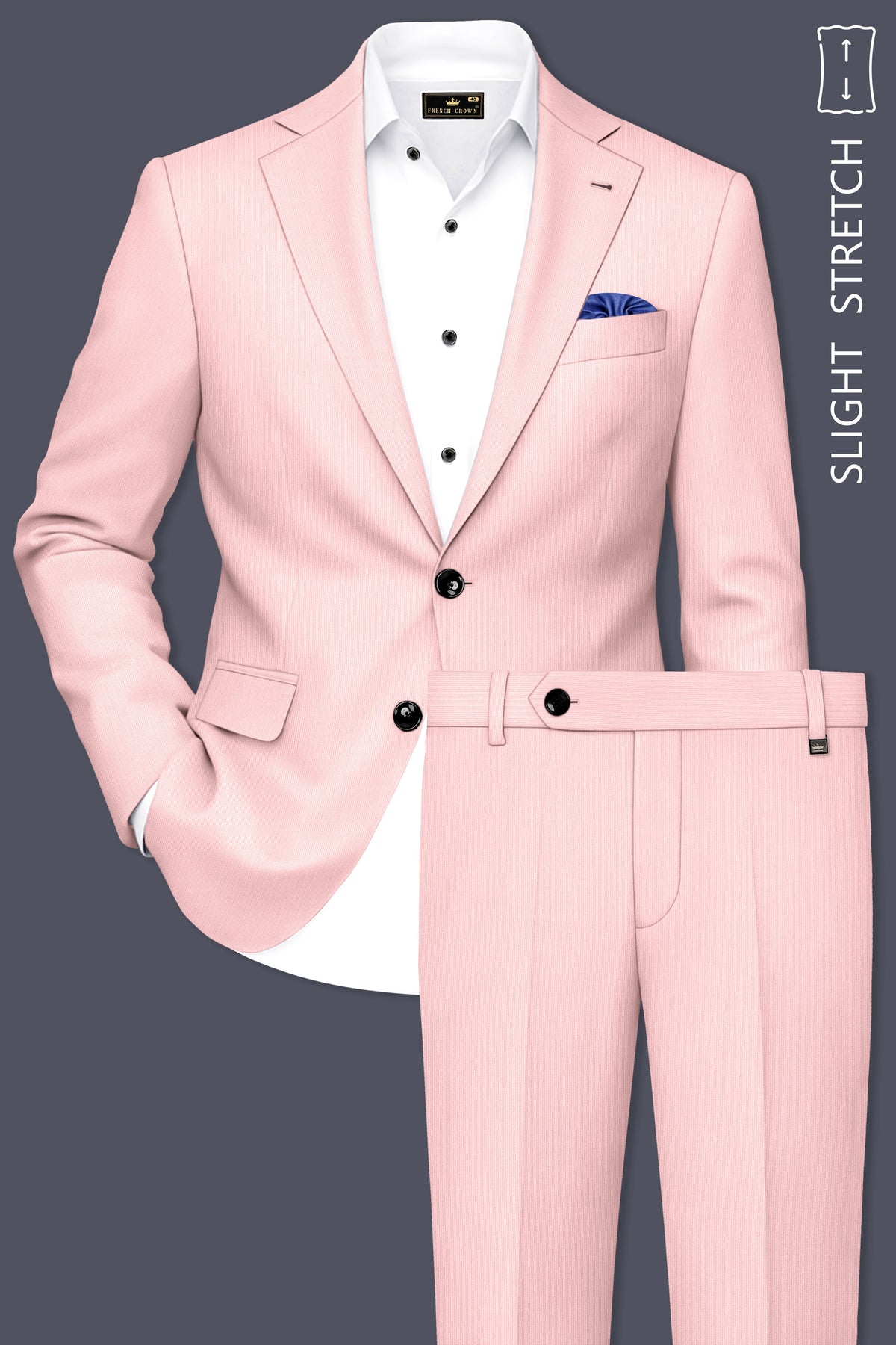 Elara-Cosmos Pink Diamond Textured Wool Rich Slight Stretch Single Breasted Suit