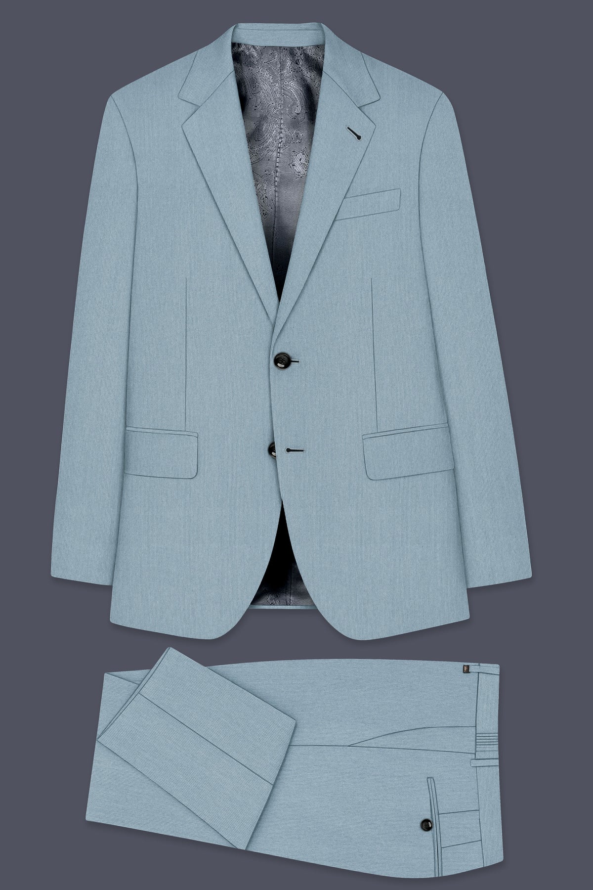 Sterling-Cadet Gray Diamond Textured Wool Rich Slight Stretch Single Breasted Suit