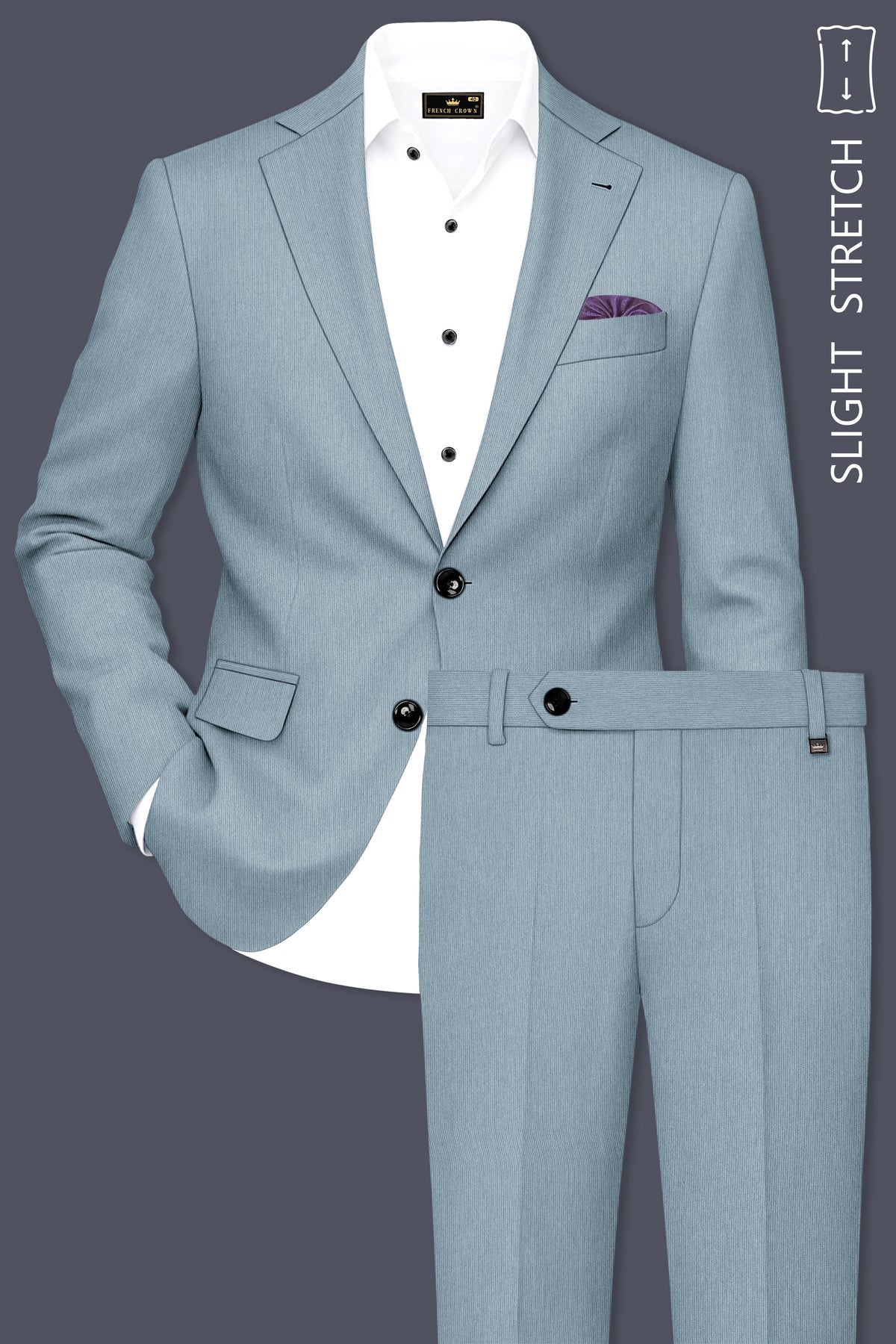 Sterling-Cadet Gray Diamond Textured Wool Rich Slight Stretch Single Breasted Suit