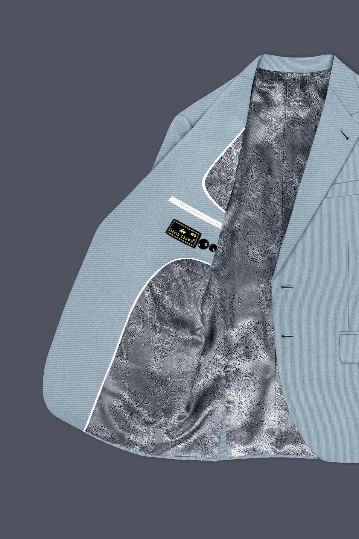 Sterling-Cadet Gray Diamond Textured Wool Rich Slight Stretch Single Breasted Suit