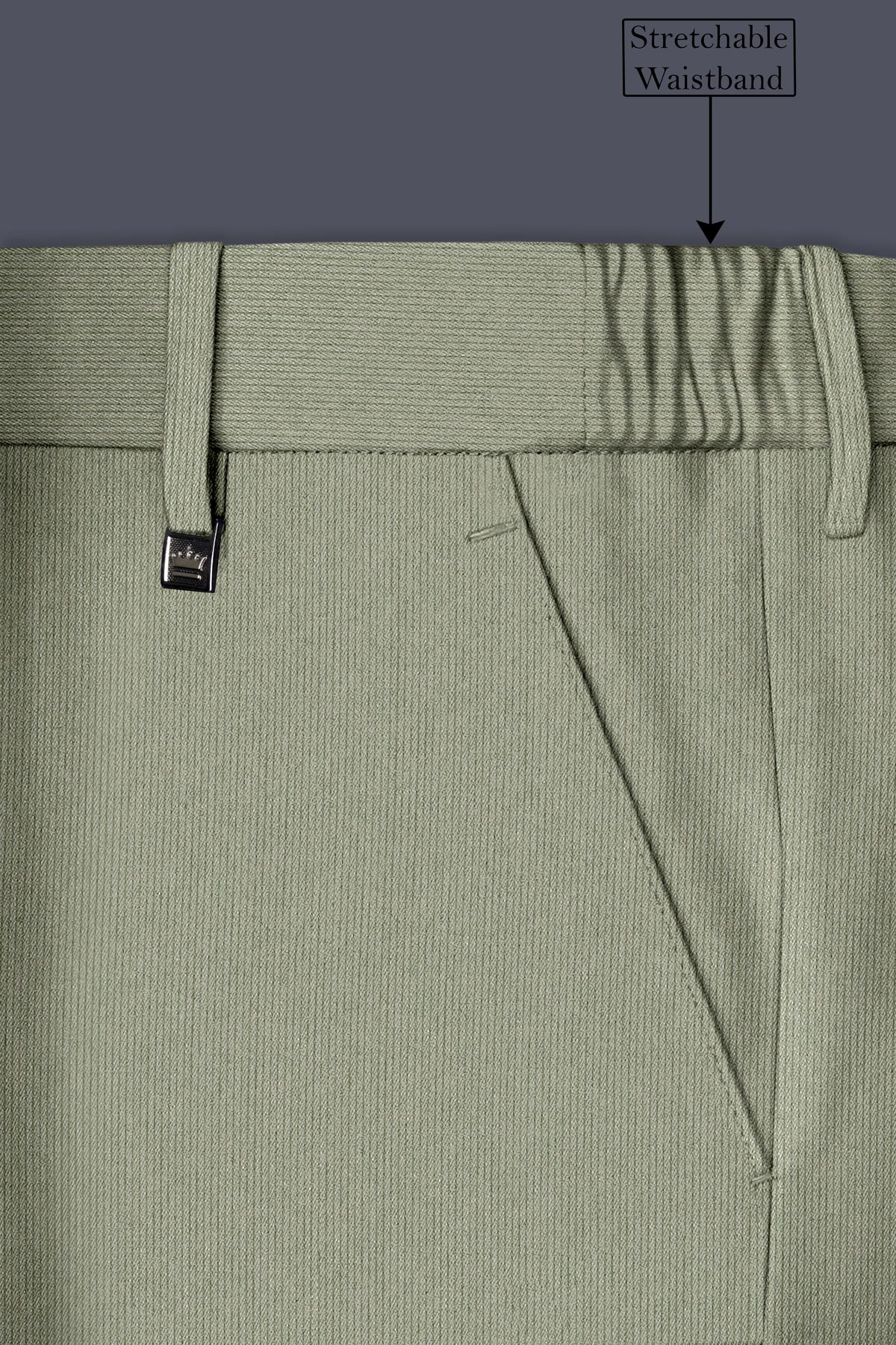 Elysian-Sage Green Diamond Textured Wool Rich Slight Stretch Single Breasted Suit