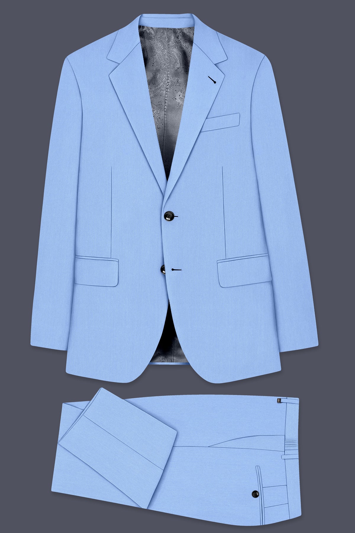 Cobalt-Jordy Blue Diamond Textured Wool Rich Slight Stretch Single Breasted Suit